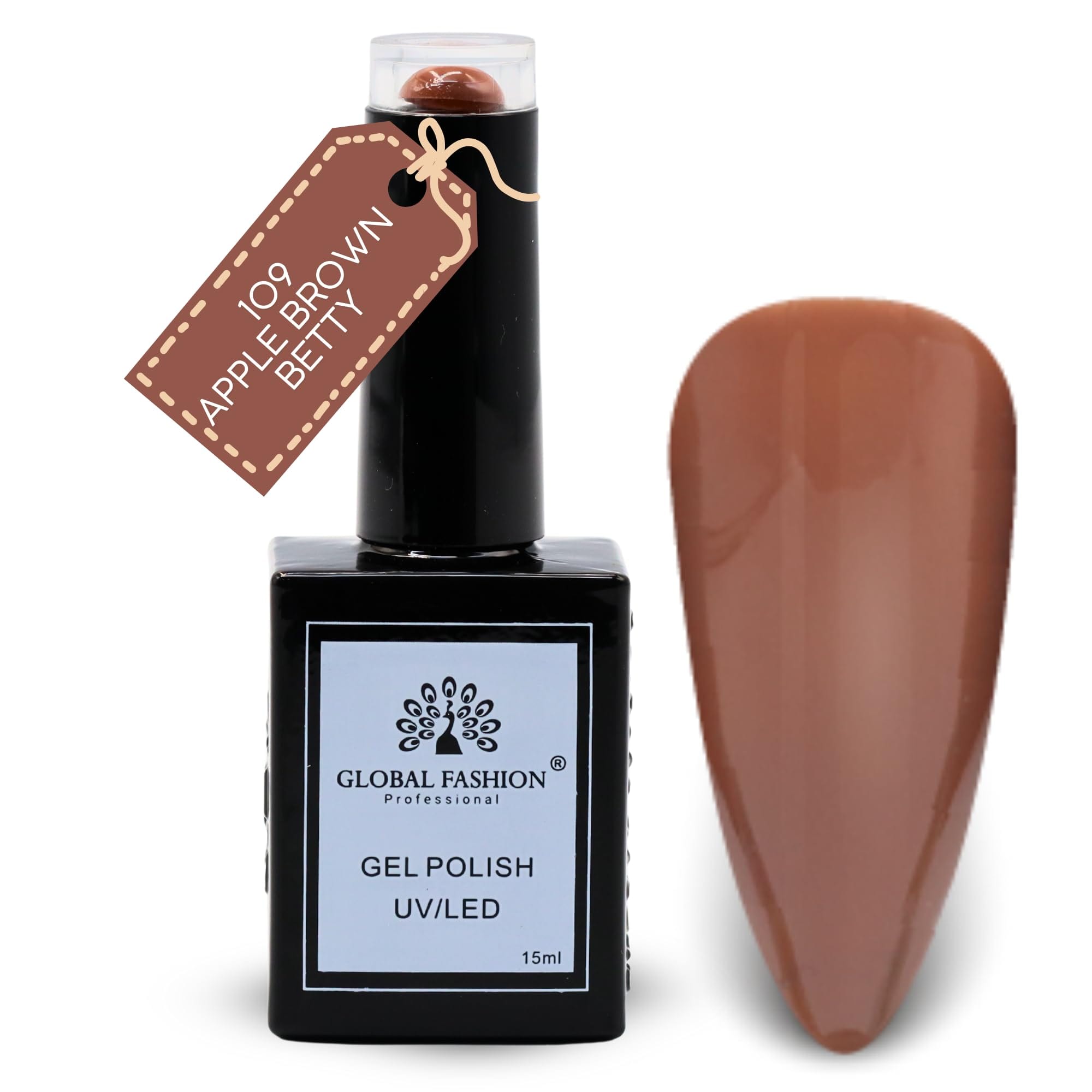 Global Fashion Tropical Teals Collection (109–114) – 6 Long-Lasting, High-Gloss, Chip-Resistant Colors for Teens & Professionals – UV/LED Soak-Off Nail Kit (109-Apple Brown Betty-1)