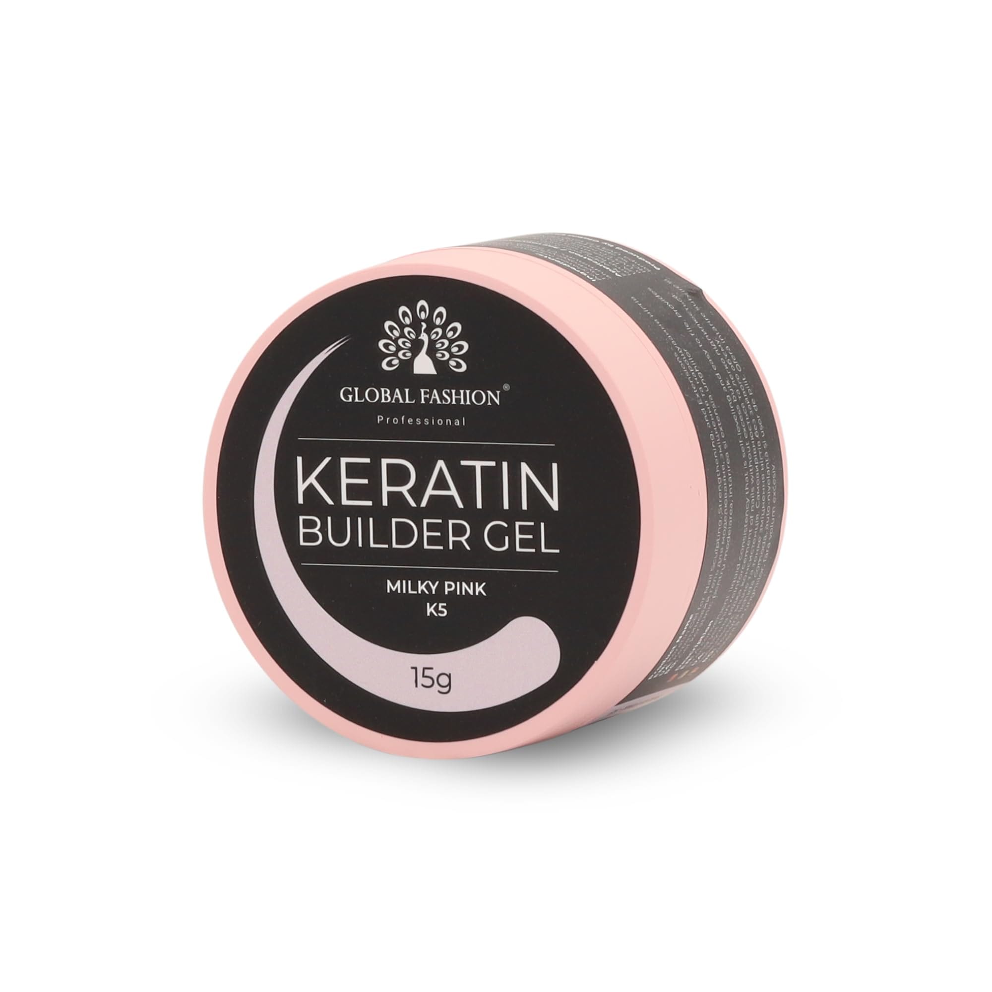 Keratin Builder Gel 15g Self Leveling Hard Gel Durable and Strong for Nail Overlays Extensions and Repairs UV LED Cure Odor Salon Finish Reinforcing Formula, Long Lasting Wear (K5) — Color K5 - Milky Pink