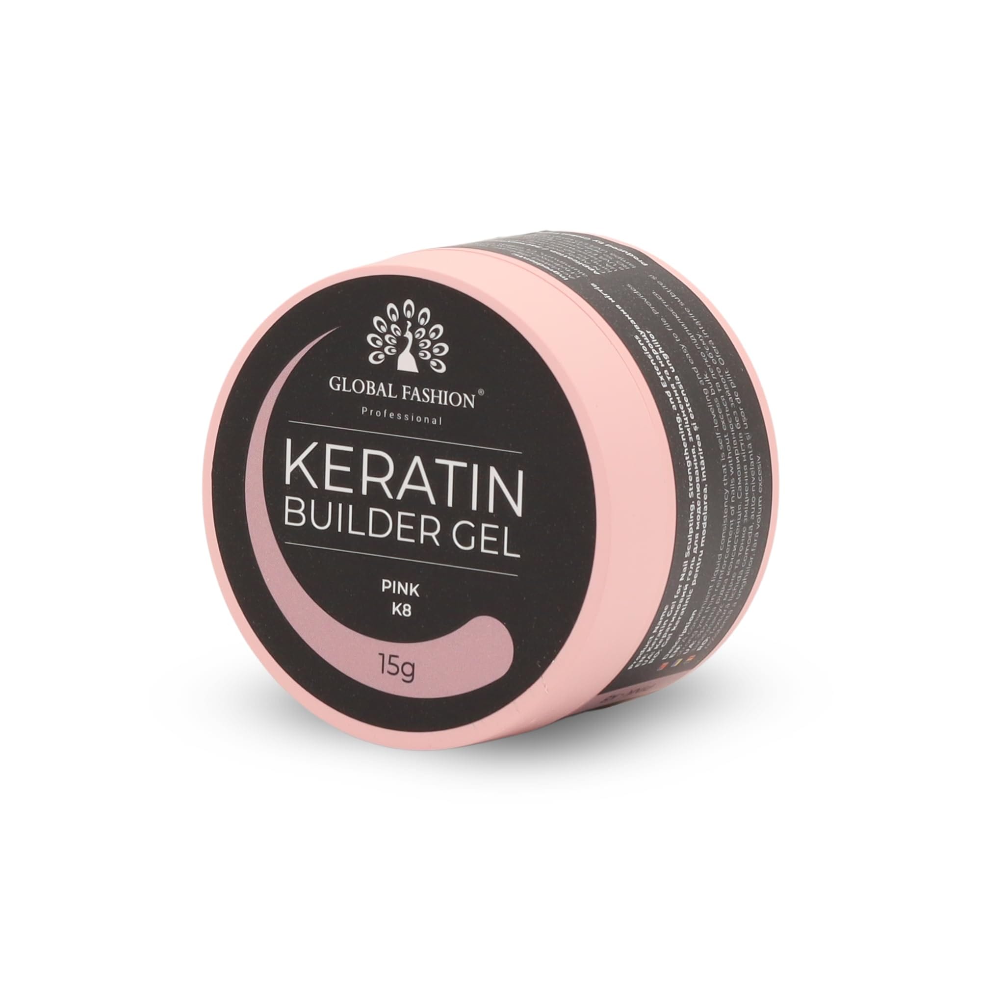 Keratin Builder Gel 15g Self Leveling Hard Gel Durable and Strong for Nail Overlays Extensions and Repairs UV LED Cure Odor Salon Finish Reinforcing Formula, Long Lasting Wear (K8) — Color K8 - Pink