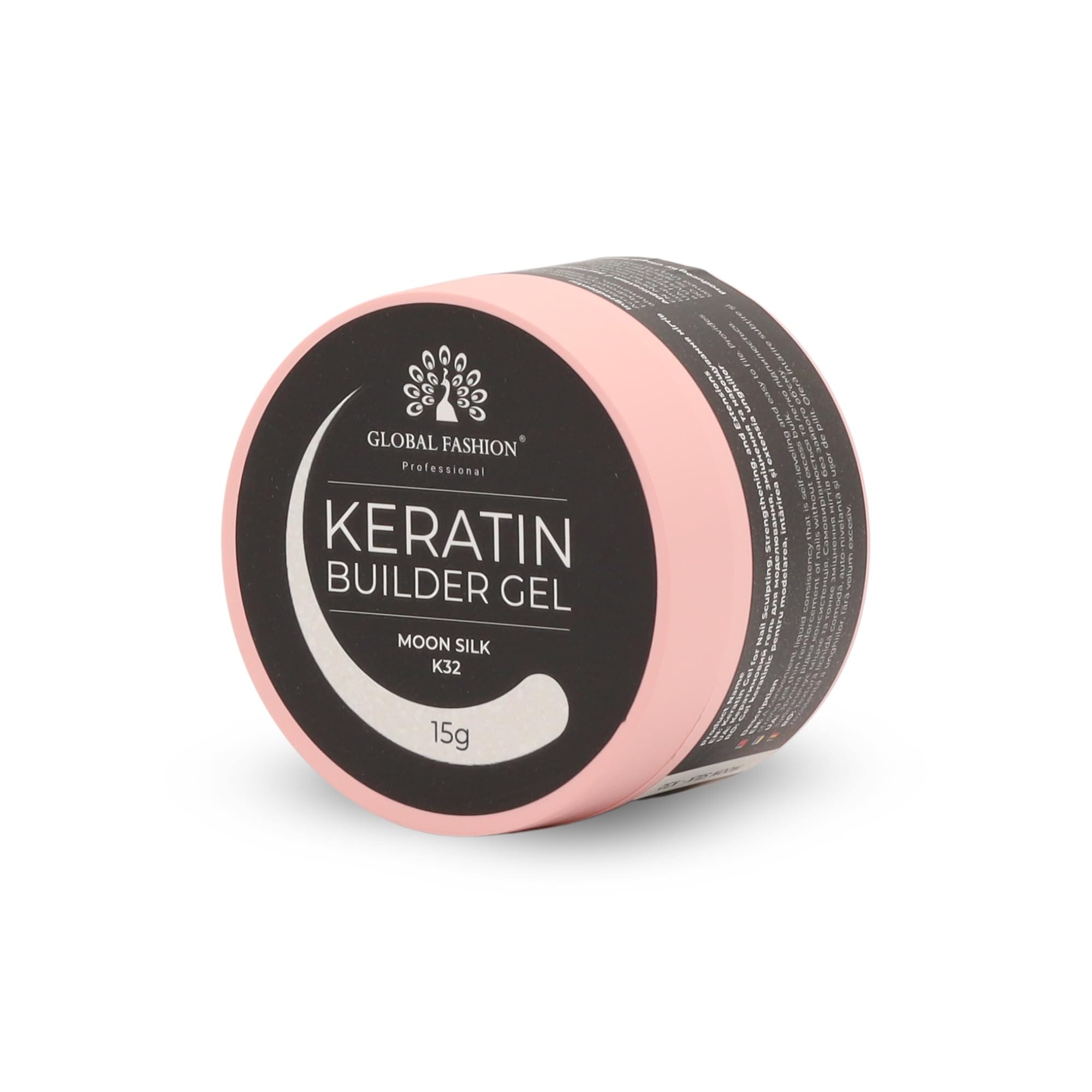 Keratin Builder Gel 15g Self Leveling Hard Gel Durable and Strong for Nail Overlays Extensions and Repairs UV LED Cure Odor Salon Finish Reinforcing Formula, Long Lasting Wear (K32) — Color K32 - Moon Silk