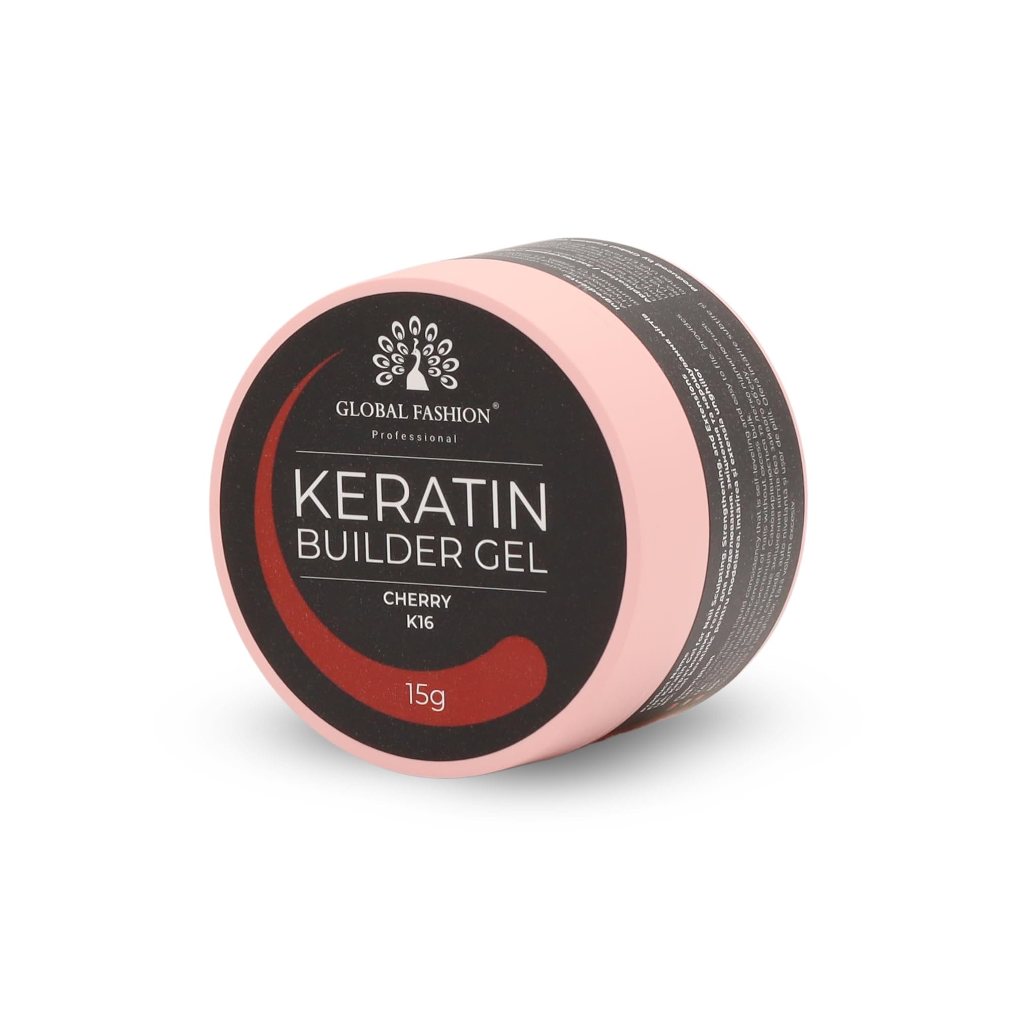 Keratin Builder Gel 15g Self Leveling Hard Gel Durable and Strong for Nail Overlays Extensions and Repairs UV LED Cure Odor Salon Finish Reinforcing Formula, Long Lasting Wear (K16) — Color K16 - Cherry