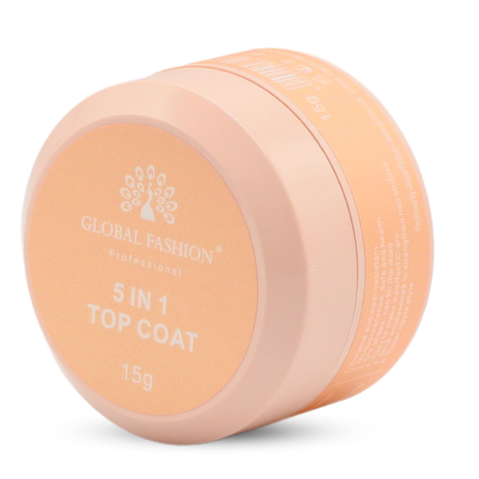 Global Fashion Top Coat Collection - 3D Designs, Super Strong Chip Resistant - High Gloss Shine - Quick Drying Anti-Yellowing Nail Polish - Long-Lasting Salon Quality | (5in1 TOp C)