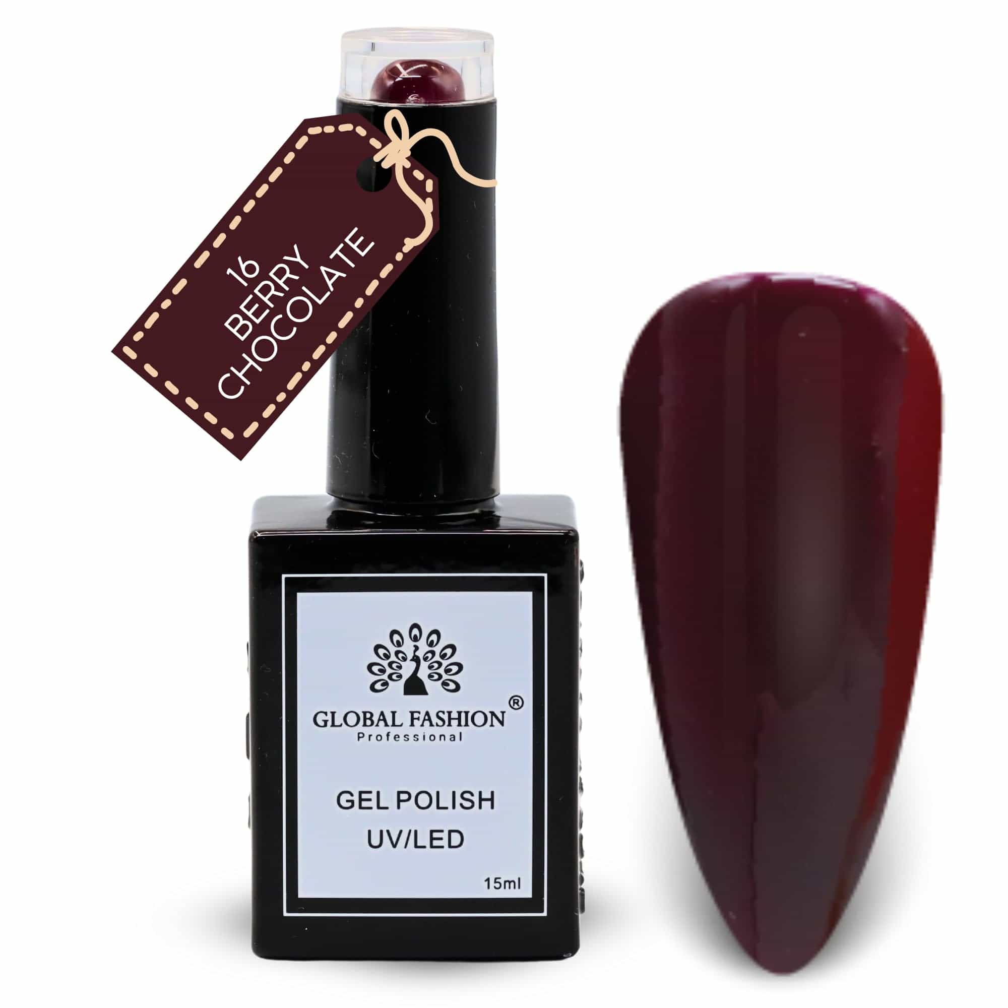 Coral Crush Collection UV LED Gel Nail Polish – Soak-Off Long-Lasting Glossy Finish, Salon-Quality Nail Art & Manicure Gelby – (16-Berry Chocolate-1p, 15ml)