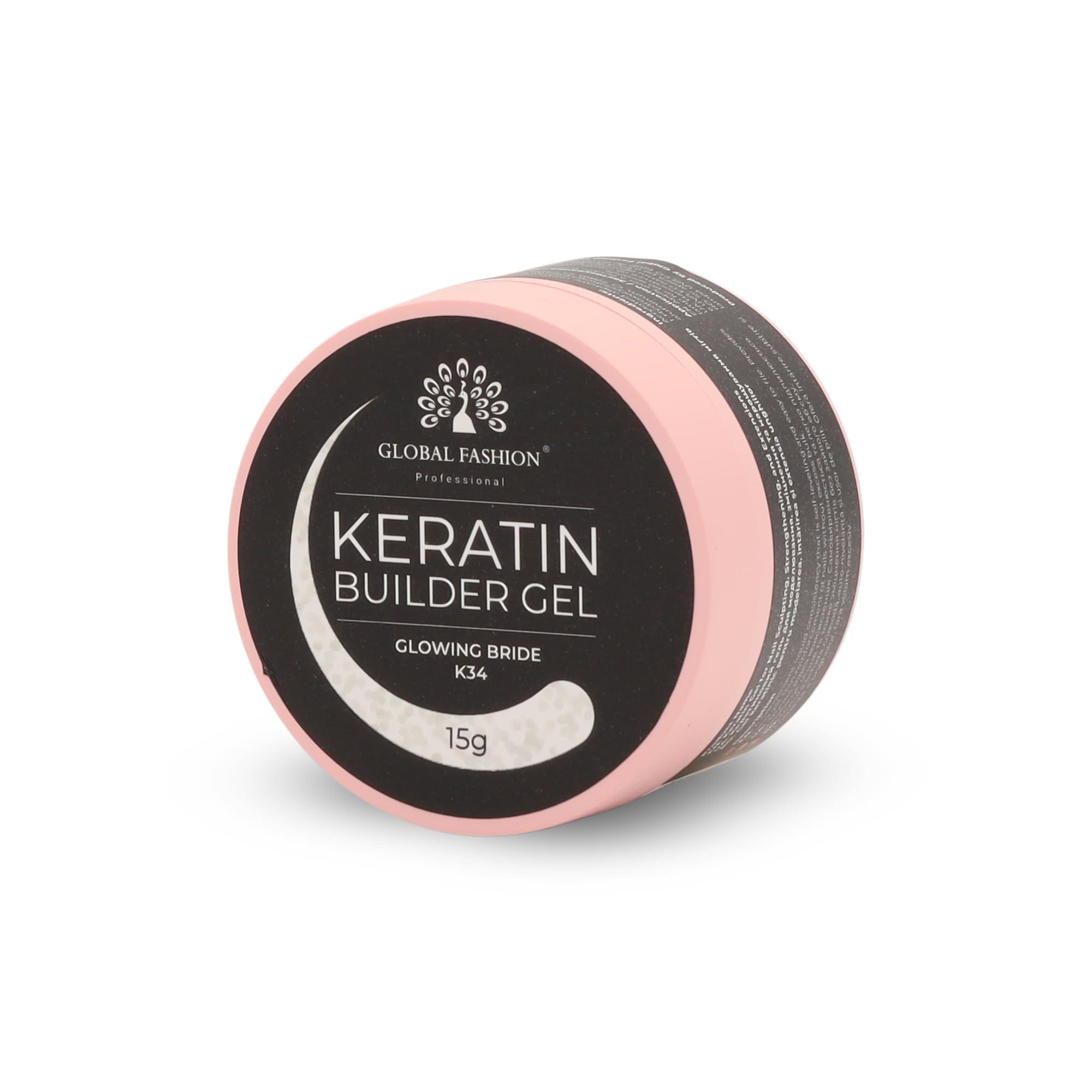 Keratin Builder Gel 15g Self Leveling Hard Gel Durable and Strong for Nail Overlays Extensions and Repairs UV LED Cure Odor Salon Finish Reinforcing Formula, Long Lasting Wear (K34) — Color K34 - Glowing Bride