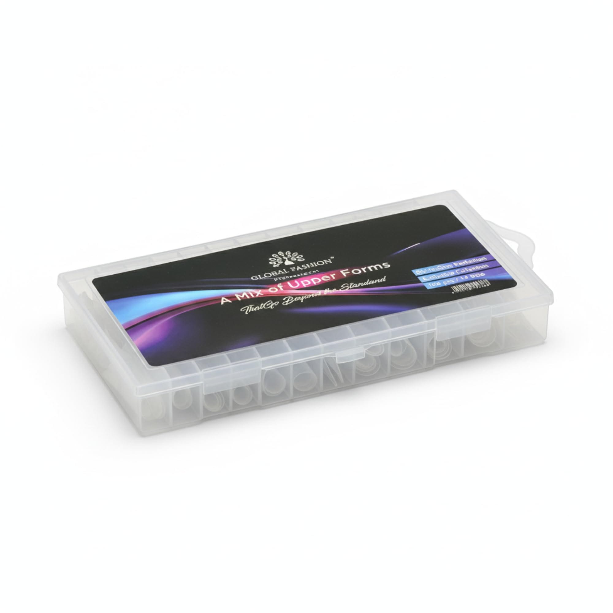 Global Fashion Upper Nail Forms 164 pcs - 14 Sizes Crystal Clear Dual Forms for PolyGel & Builder Gel Nail Extensions, Flexible No-Crack Reusable Tips for Salon & Home Use, Quick P