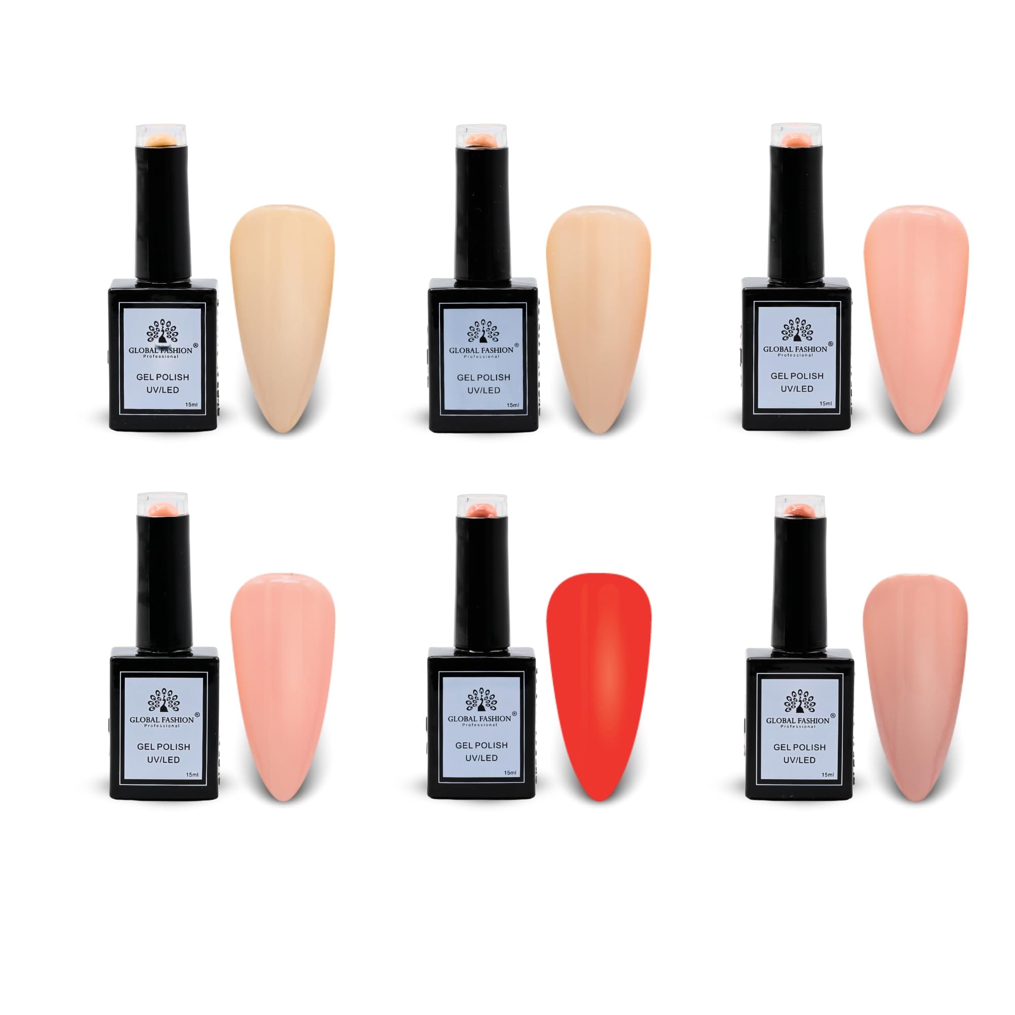 Global Fashion Sunset Sorbet Collection Set (37–42) – 6 Long-Lasting, High-Gloss, Chip-Resistant Colors for Teens & Professionals – UV/LED Soak-Off Nail Kit (37–42 Sunset Sorbet Co)
