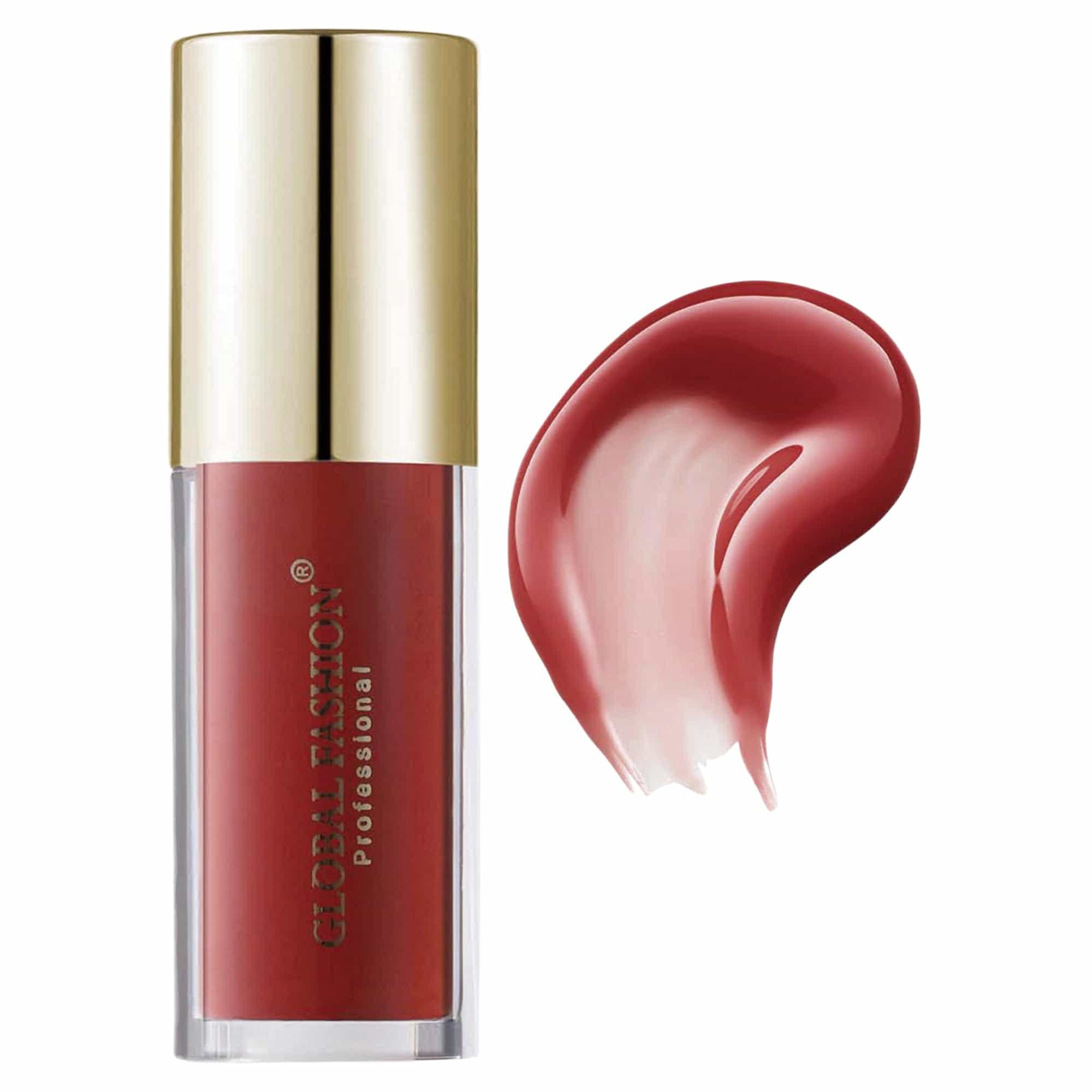 Global Fashion Bright Lustrous Lip Oil & Gloss - 8 Shades, Hydrating Non-Sticky Lip Gloss, Tinted Nourishing Care, High-Shine Glossy Finish with Flat Paddle Tip (104 - Rust Rose)