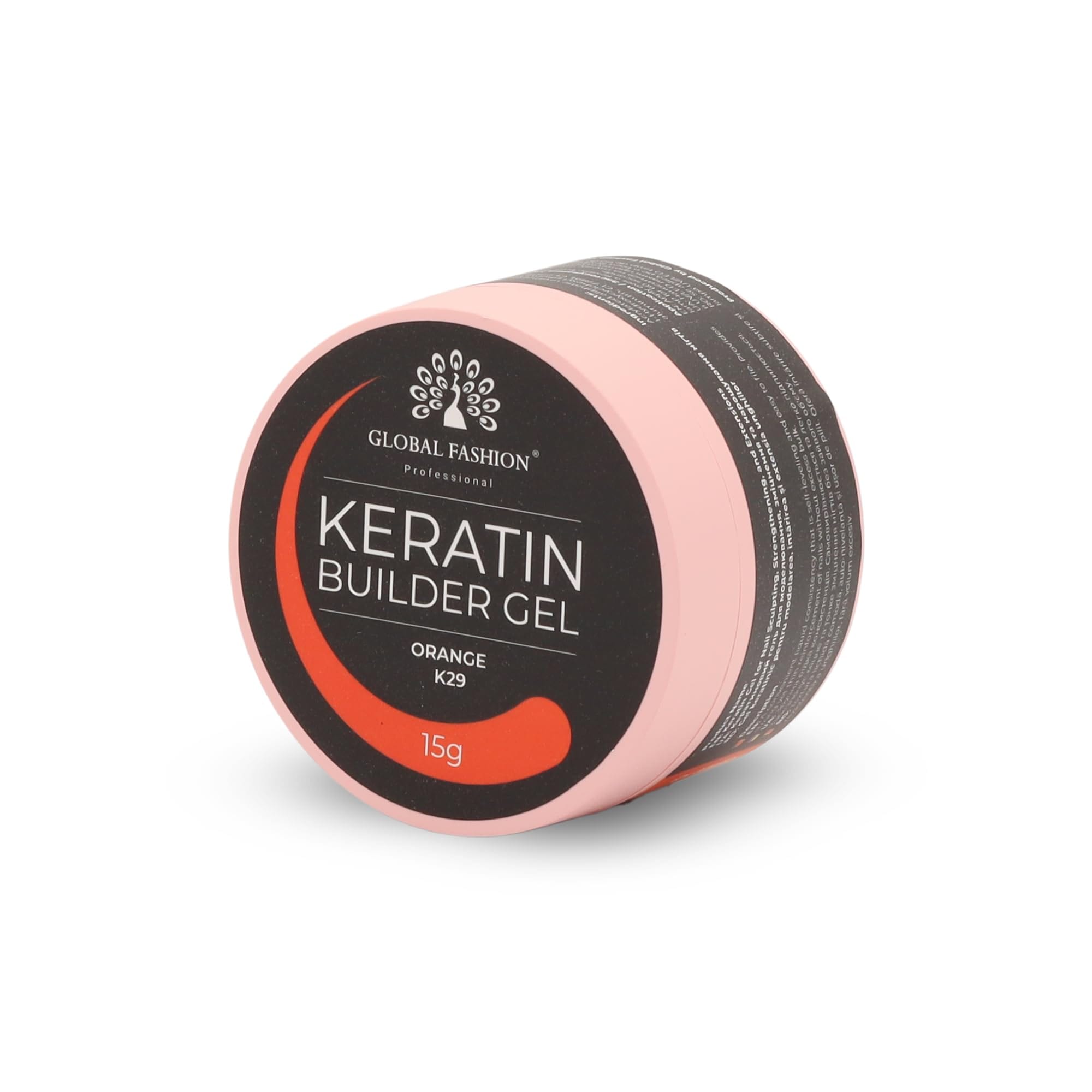 Keratin Builder Gel 15g Self Leveling Hard Gel Durable and Strong for Nail Overlays Extensions and Repairs UV LED Cure Odor Salon Finish Reinforcing Formula, Long Lasting Wear (K29) — Color K29 - Orange