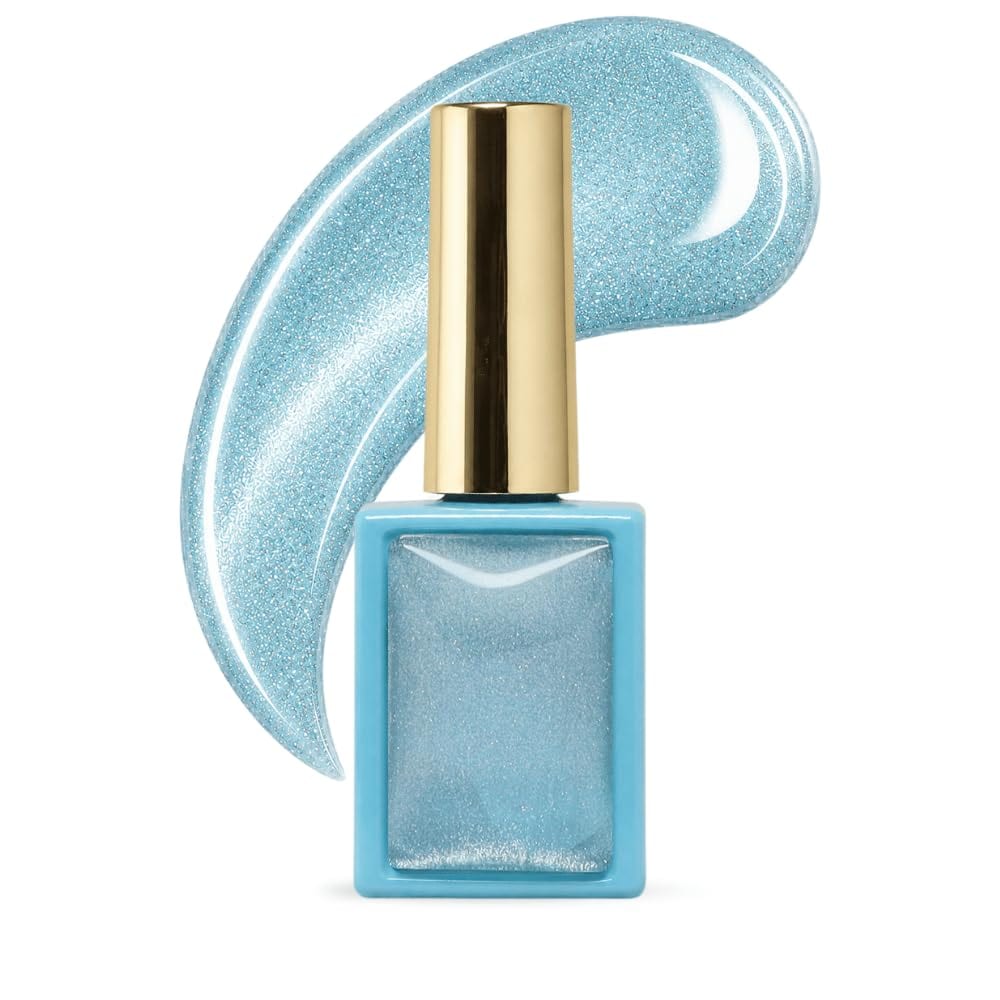 Magic Glaze Magnetic Cat Eye Gel Nail Polish - Blue Silver Glitter, 01 (22)