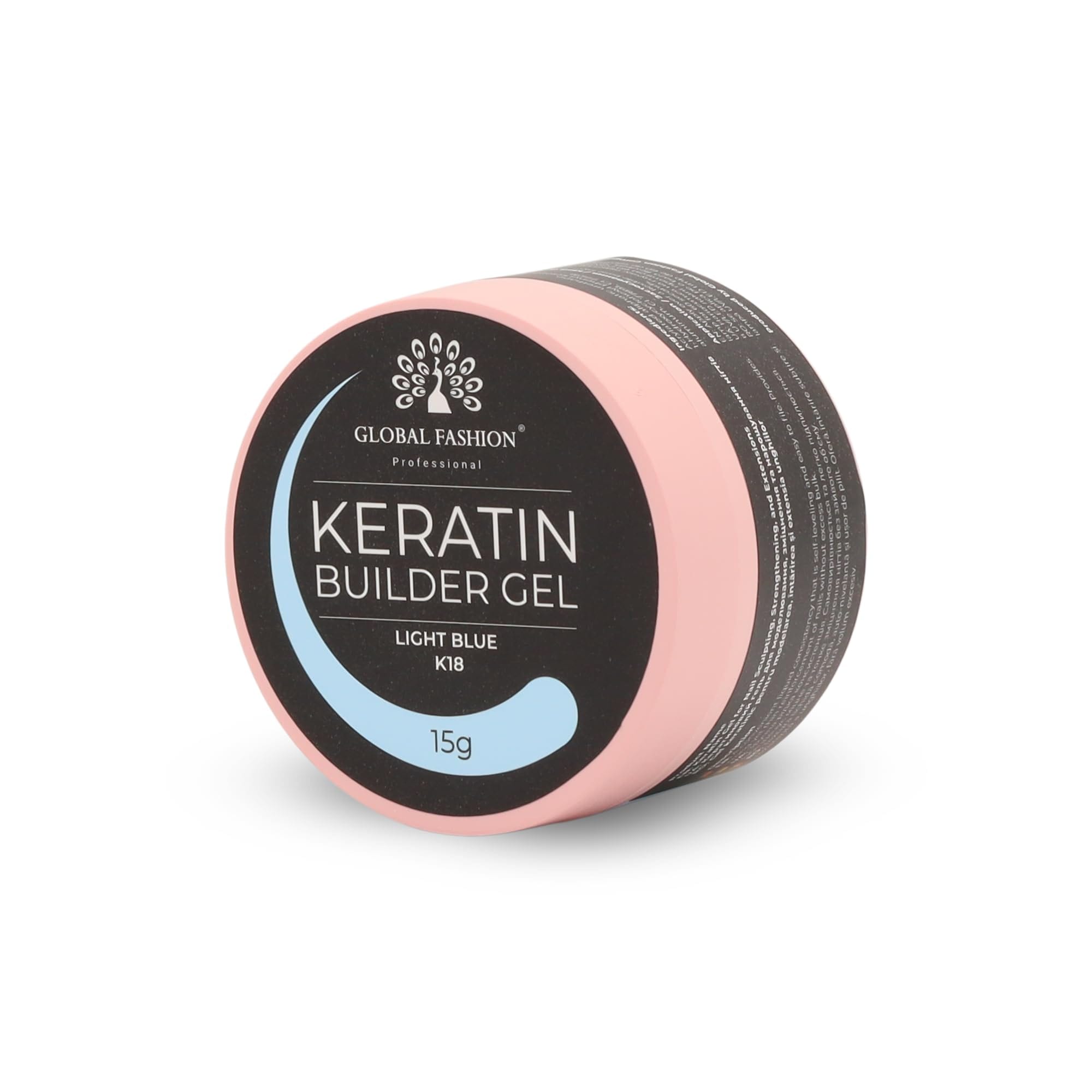 Keratin Builder Gel 15g Self Leveling Hard Gel Durable and Strong for Nail Overlays Extensions and Repairs UV LED Cure Odor Salon Finish Reinforcing Formula, Long Lasting Wear (K18) — Color K18 - Light Blue