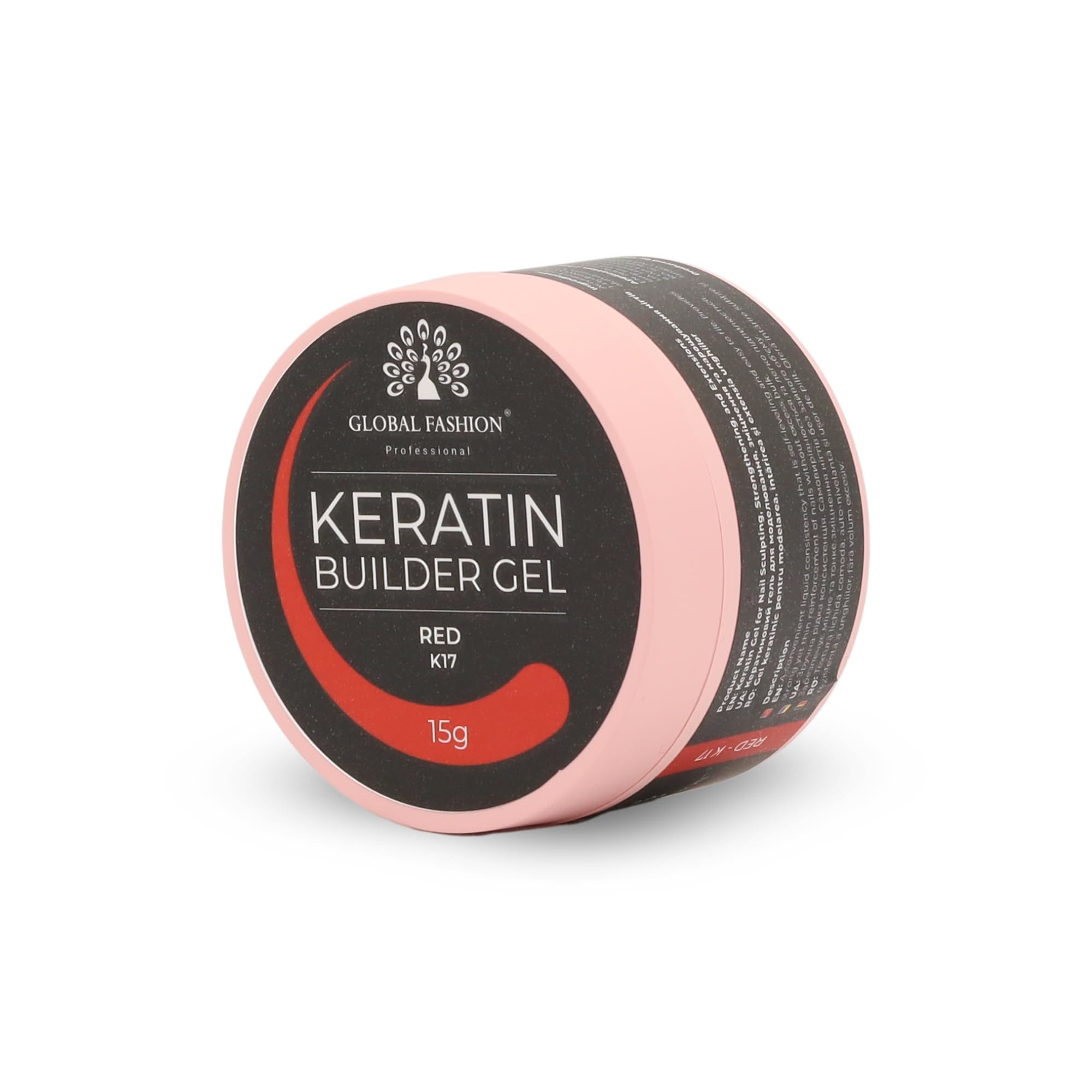 Keratin Builder Gel 15g Self Leveling Hard Gel Durable and Strong for Nail Overlays Extensions and Repairs UV LED Cure Odor Salon Finish Reinforcing Formula, Long Lasting Wear (K17) — Color K17 - Red