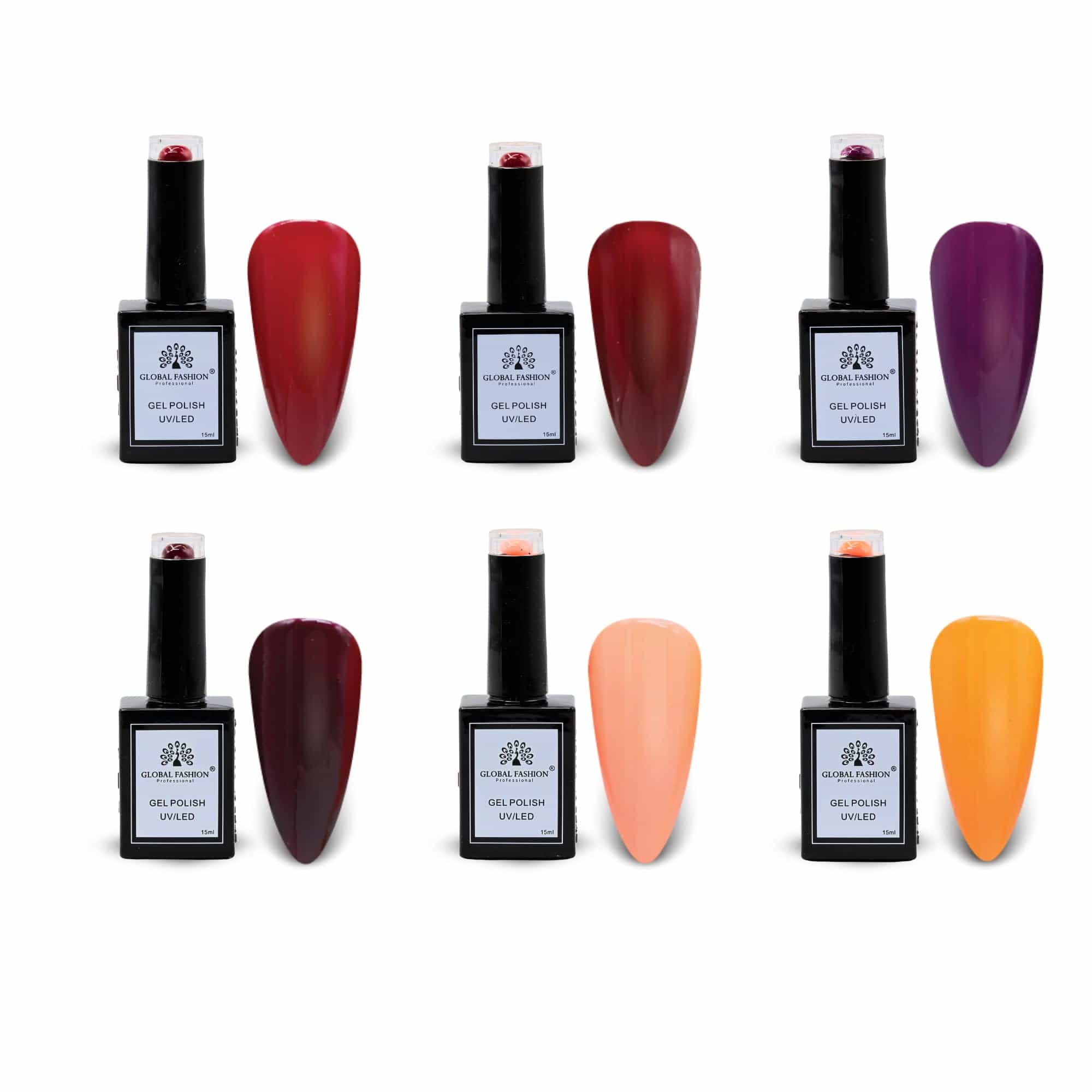 Coral Crush Gel Nail Polish Set – 6 UV LED Soak-Off Shades with Base & Top Coat, 15ml Long-Lasting Glossy Finish, Professional Nail Art Manicure Kit for Teen Girls, Gift, Home & Sa