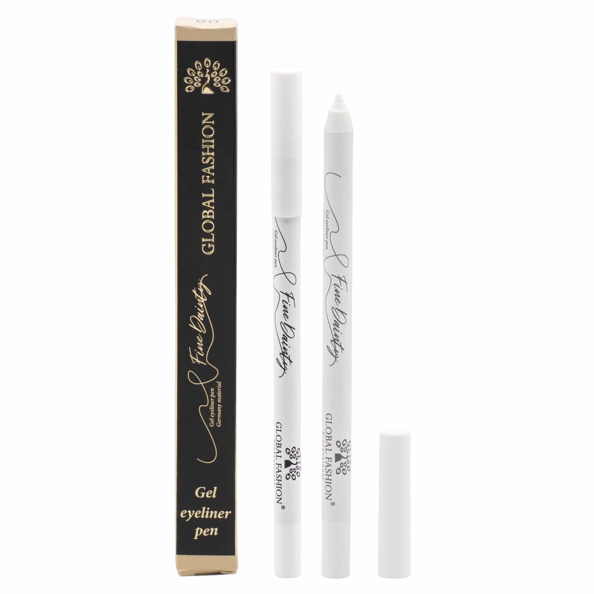 Waterproof Gel Eyeliner Pen, 0.2 mm Precision Twist-Up Tip, Smudge-Proof Kajal, Matte Finish, 12-Hour Wear, Vegan & Contact-Lens Safe, Sensitive Eyes (8 - White)