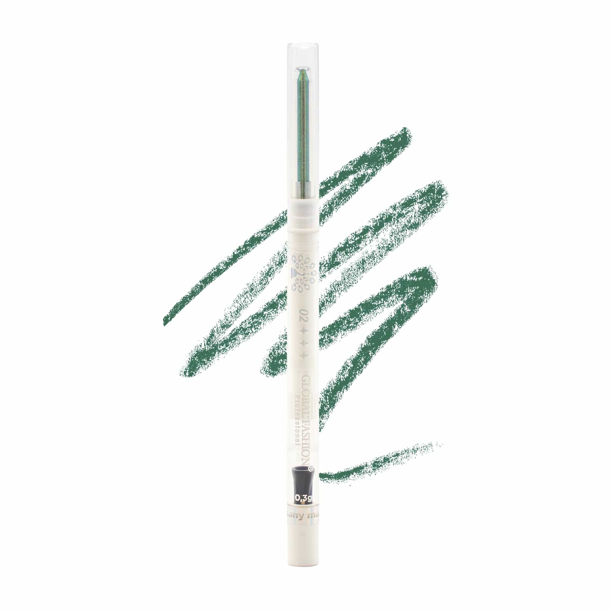 Waterproof Gel Eyeliner Pen 0.2 mm Precision Tip, Smudge-Proof & Long-Lasting 12 H Wear, Twist-Up Retractable Eye Liner Makeup Pencil, Ultra-Fine No-Tug Glide (Green)