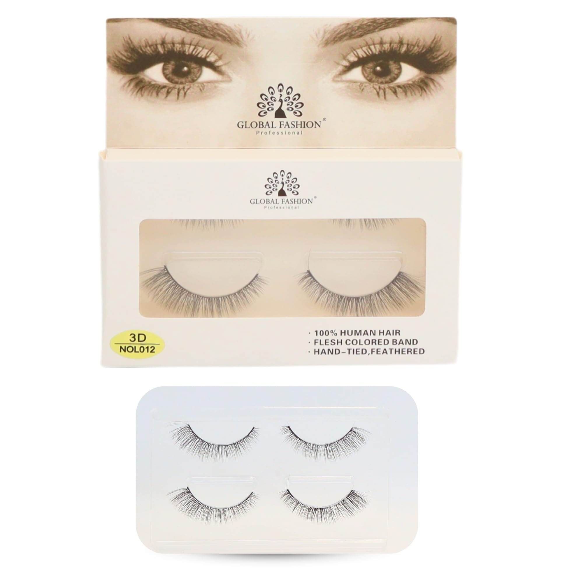 False Eyelashes Pack - Wispy Natural Look, Mink Fluffy Strips, Cat Eye and Fox Eye Lashes, Reusable, Easy Application, Perfect for Daily Wear & Special Occasions | (Eyelash 3D NOL0) — Color Eyelash 3D NOL012-2 Pair