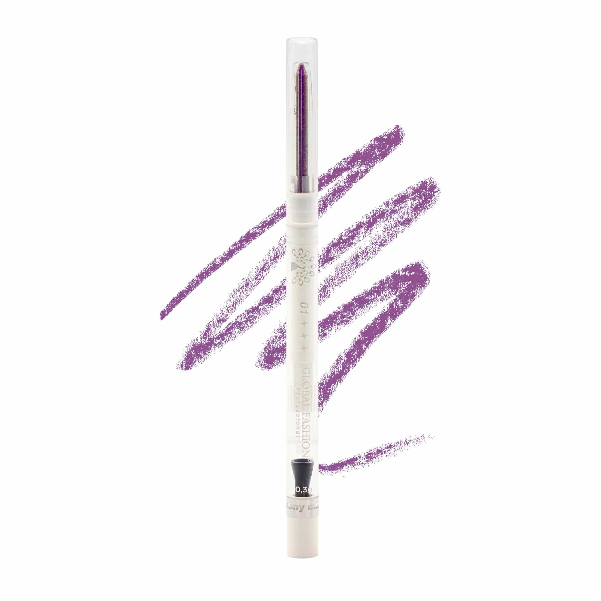 Waterproof Gel Eyeliner Pen 0.2 mm Precision Tip, Smudge-Proof & Long-Lasting 12 H Wear, Twist-Up Retractable Eye Liner Makeup Pencil, Ultra-Fine No-Tug Glide (Purple)