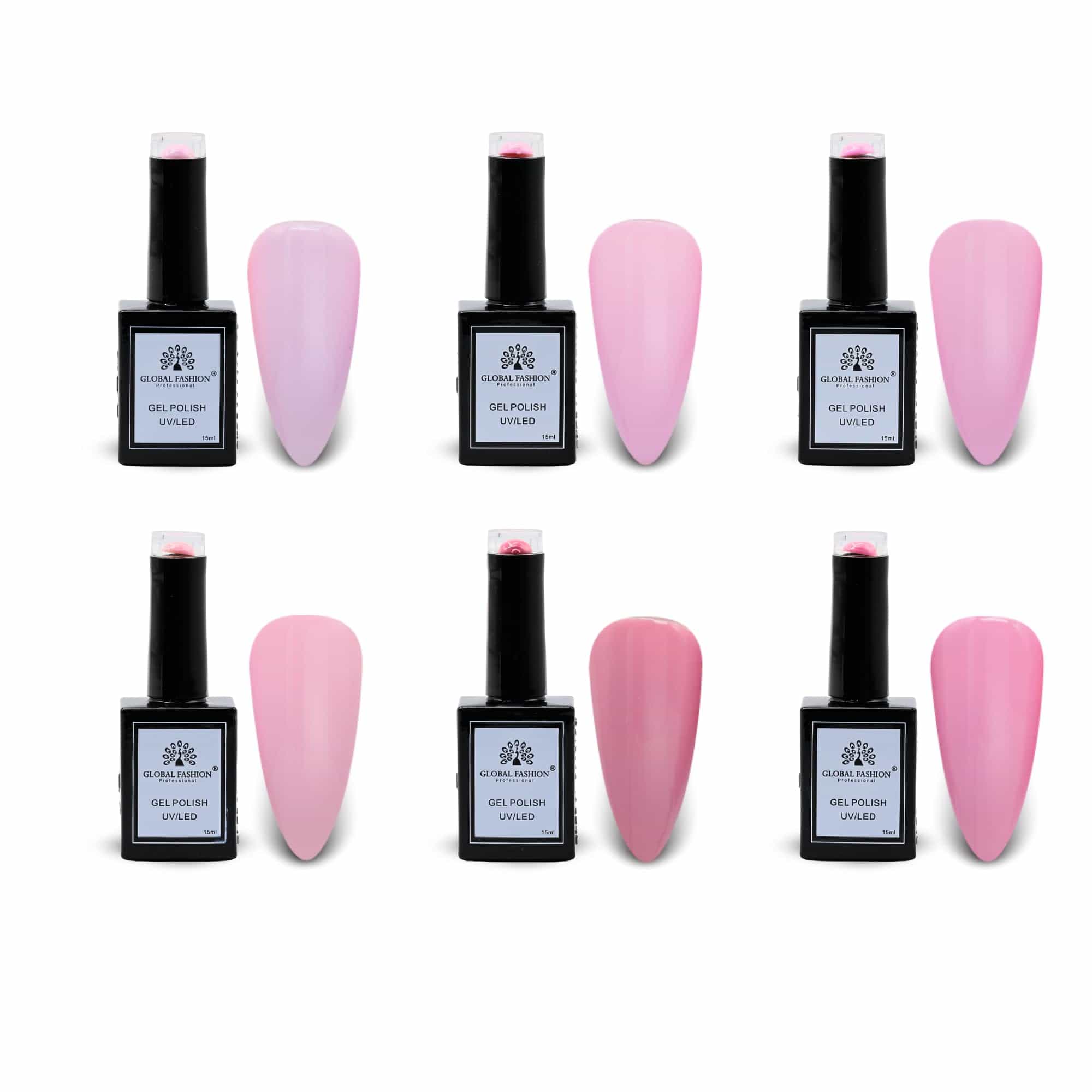 Global Fashion Blush Garden Collection Set (49–54) – 6 Long-Lasting, High-Gloss, Chip-Resistant Colors for Teens & Professionals – UV/LED Soak-Off Nail Kit (49–54 Blush Garden Coll)