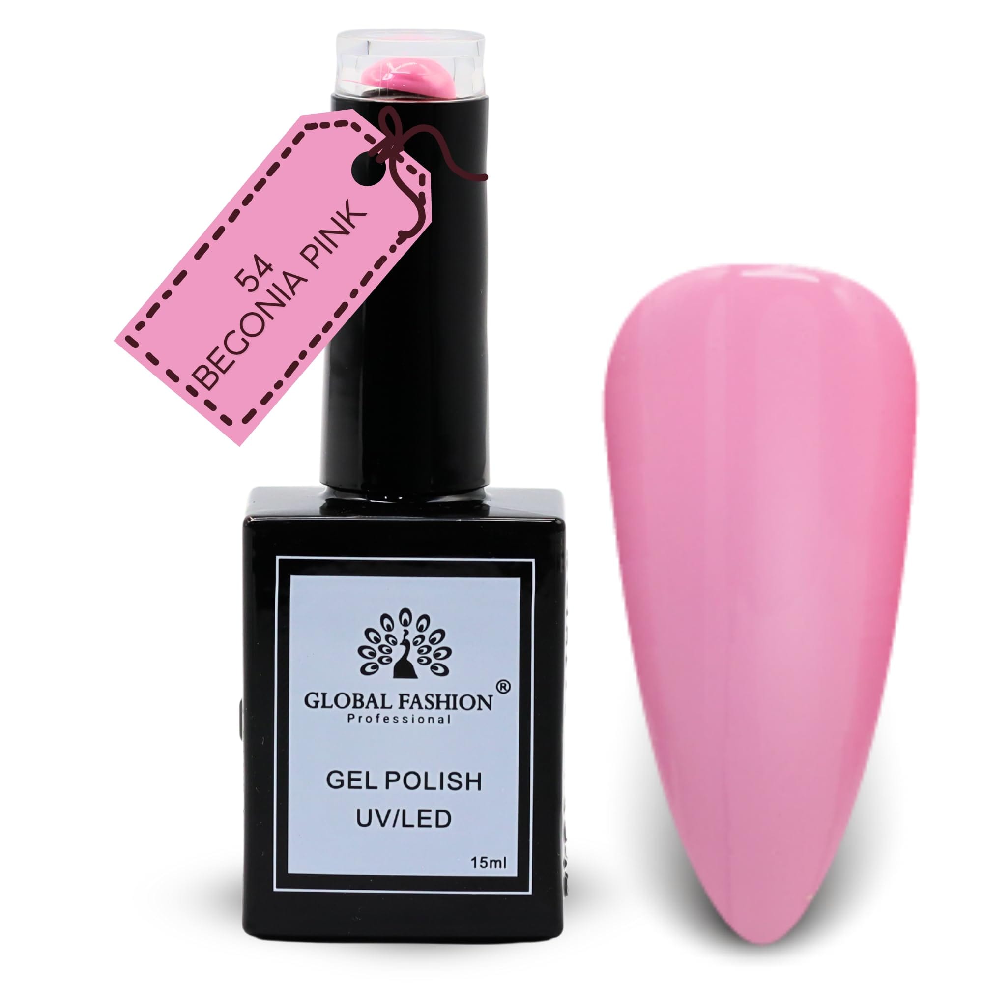 Global Fashion Blush Garden Collection Set (49–54) – 6 Long-Lasting, High-Gloss, Chip-Resistant Colors for Teens & Professionals – UV/LED Soak-Off Nail Kit (54-Begonia Pink-1p, 15m)