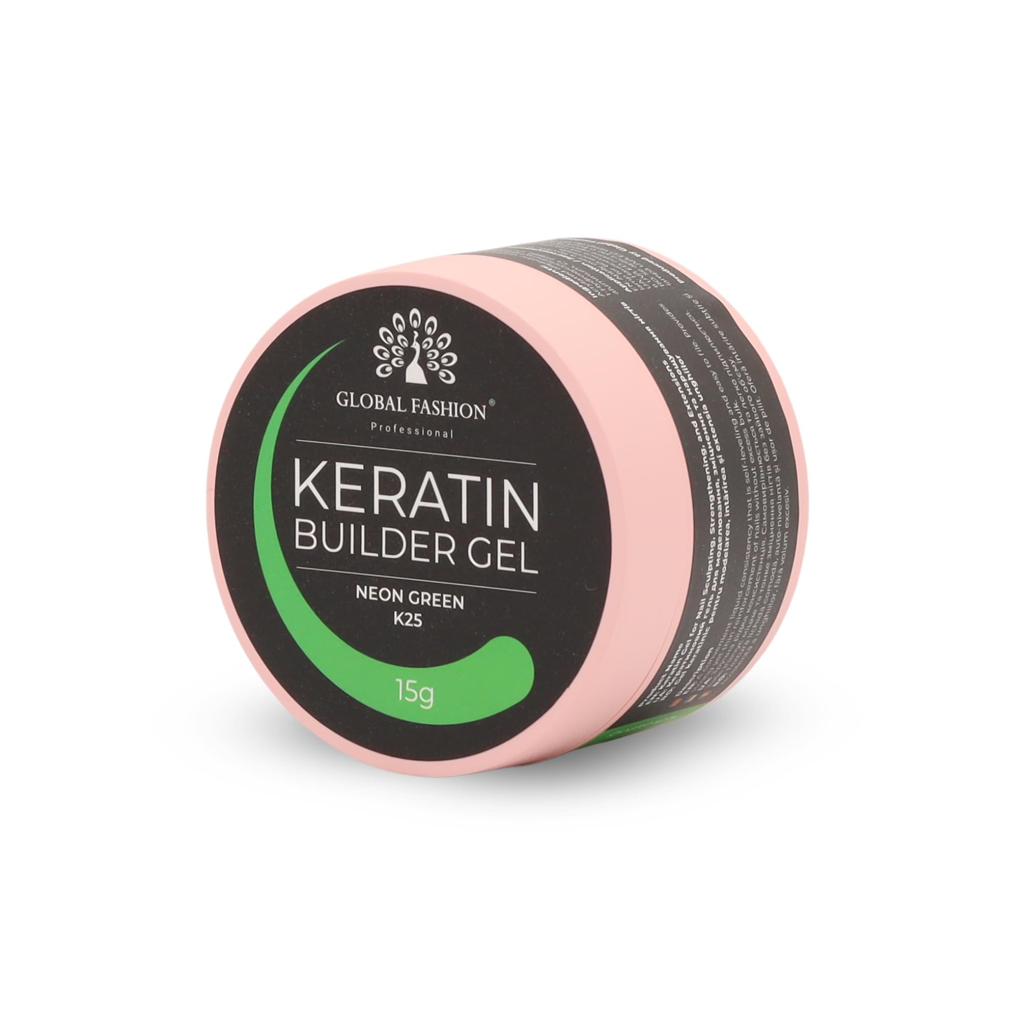 Keratin Builder Gel 15g Self Leveling Hard Gel Durable and Strong for Nail Overlays Extensions and Repairs UV LED Cure Odor Salon Finish Reinforcing Formula, Long Lasting Wear (K25) — Color K25 - Neon Green