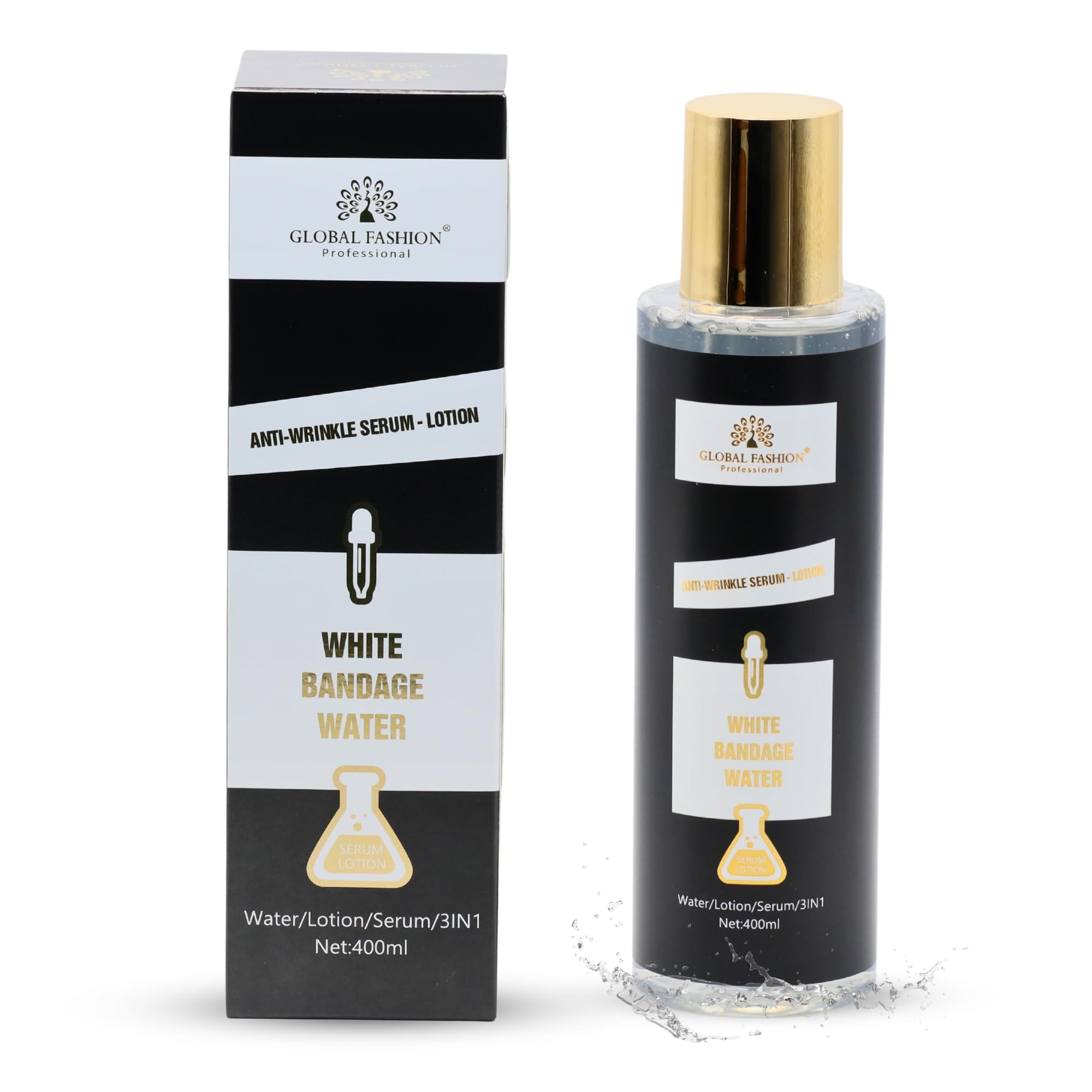 Korean 3-in-1 Anti-Aging Serum – Hyaluronic Acid, Collagen & Soothing Extract – Wrinkle Reduction, Deep Hydration, Dermatologist-Tested & Paraben-Free (White bandage water)