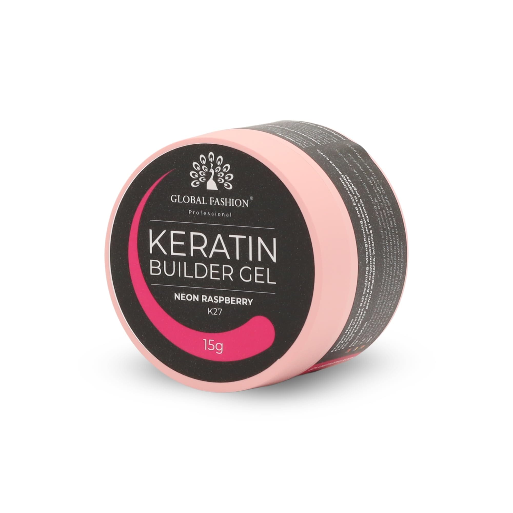 Keratin Builder Gel 15g Self Leveling Hard Gel Durable and Strong for Nail Overlays Extensions and Repairs UV LED Cure Odor Salon Finish Reinforcing Formula, Long Lasting Wear (K27) — Color K27 - Neon Raspberry