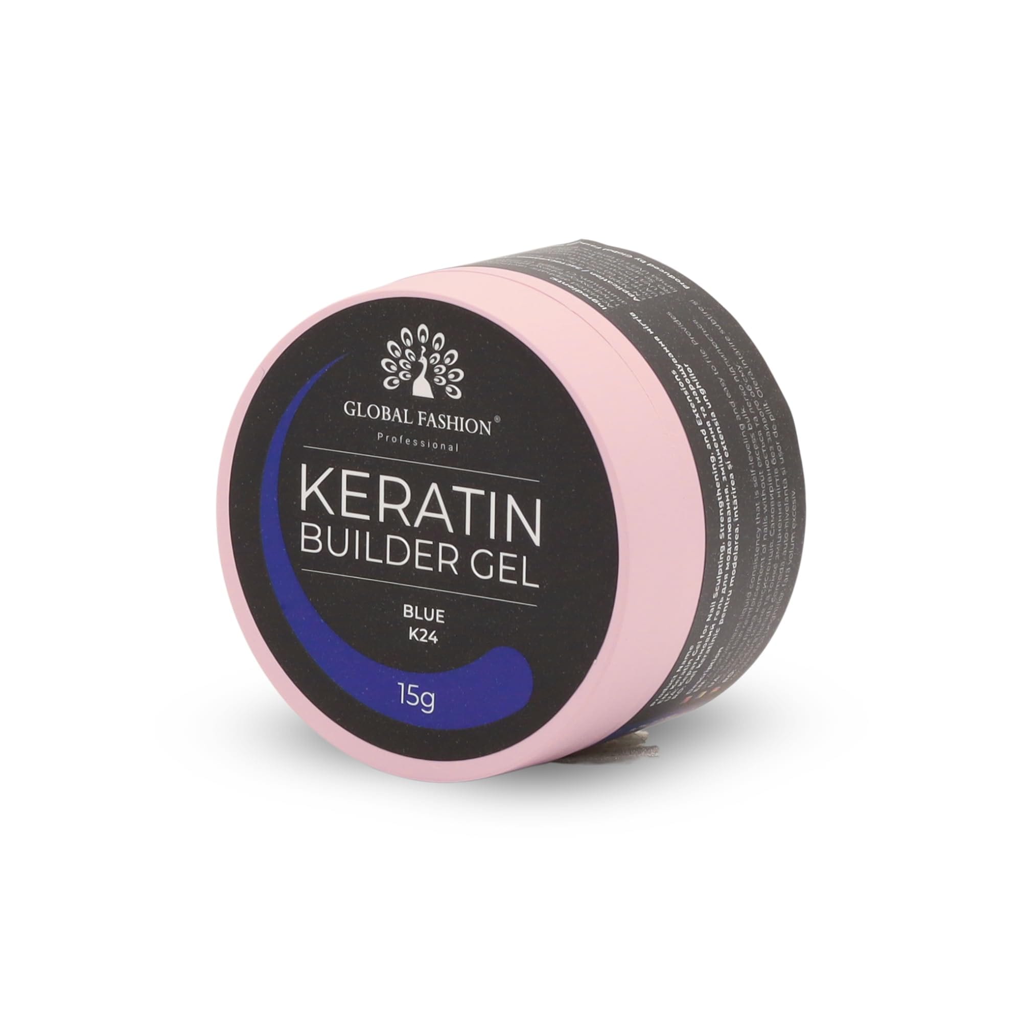 Keratin Builder Gel 15g Self Leveling Hard Gel Durable and Strong for Nail Overlays Extensions and Repairs UV LED Cure Odor Salon Finish Reinforcing Formula, Long Lasting Wear (K24) — Color K24 - Blue