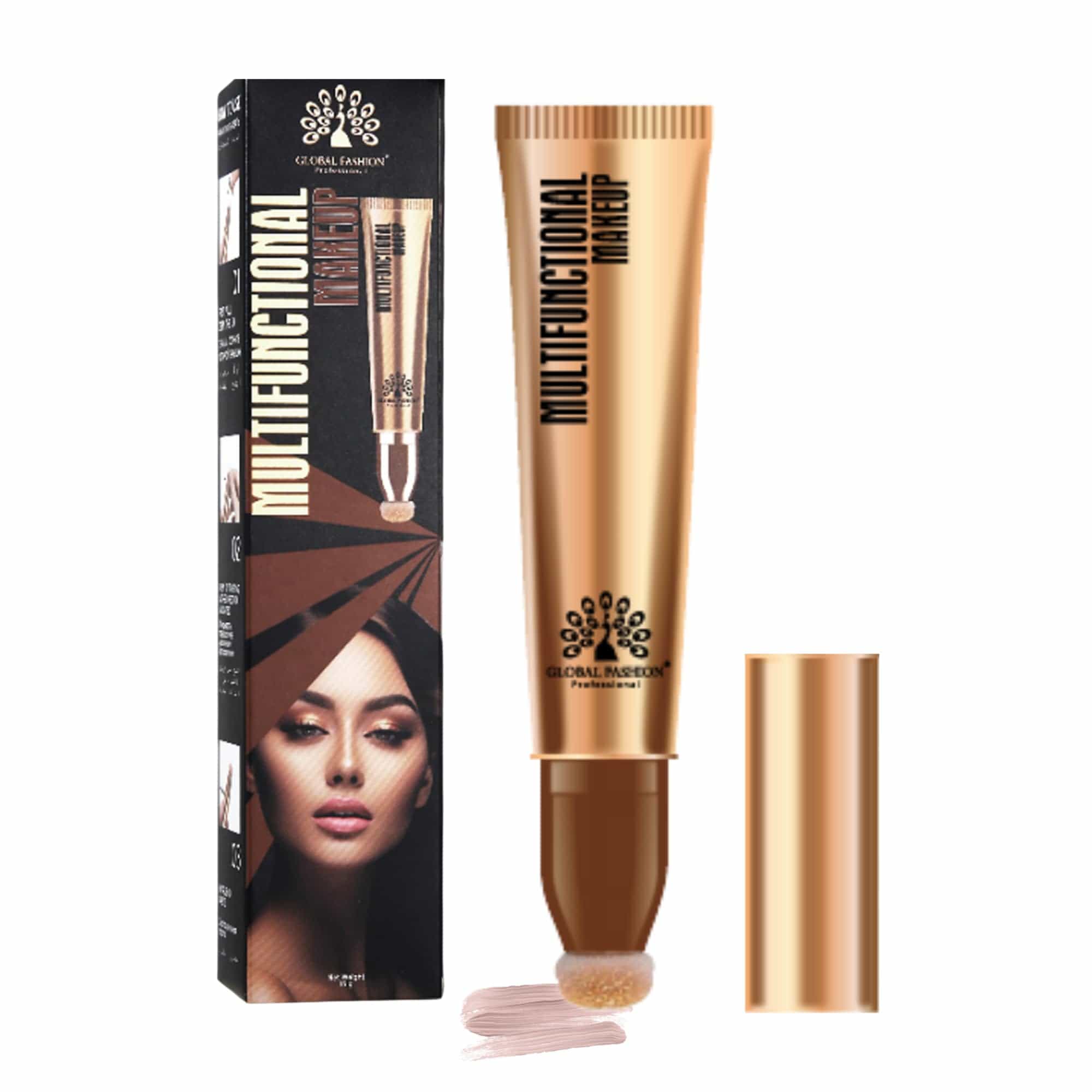 Global Fashion Makeup Stick – Contour, Blush & Highlighter Wand with Cushion Applicator, Infused with Hyaluronic Acid, Shea Butter & Glycerin - Long-Lasting, Vegan, Natural Finish