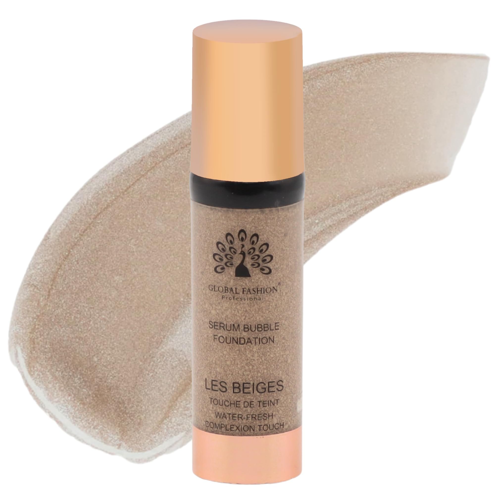 Global Fashion Serum Bubble Foundation 8 Shades - Water Fresh Bubble Serum with Weightless Buildable Coverage, Pore Blurring & All Day Hydrating Formula, Real Skin Finish (BF048)