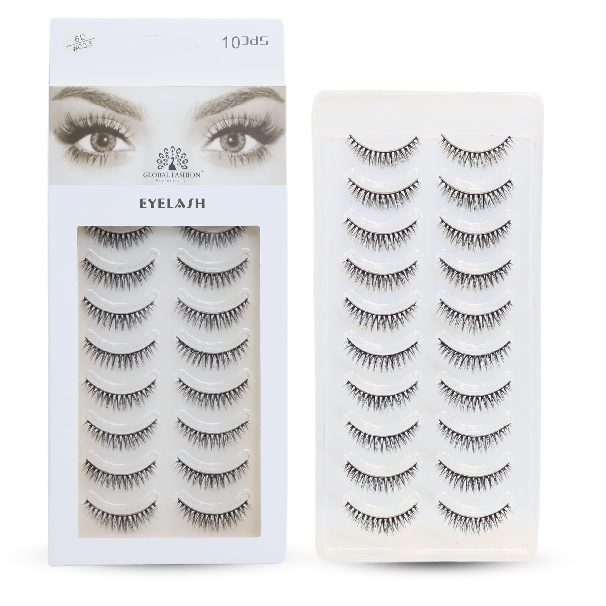 False Eyelashes Pack - Wispy Natural Look, Mink Fluffy Strips, Cat Eye and Fox Eye Lashes, Reusable, Easy Application, Perfect for Daily Wear & Special Occasions | (Eyelash 6D #033) — Color Eyelash 6D #033-10 Pair