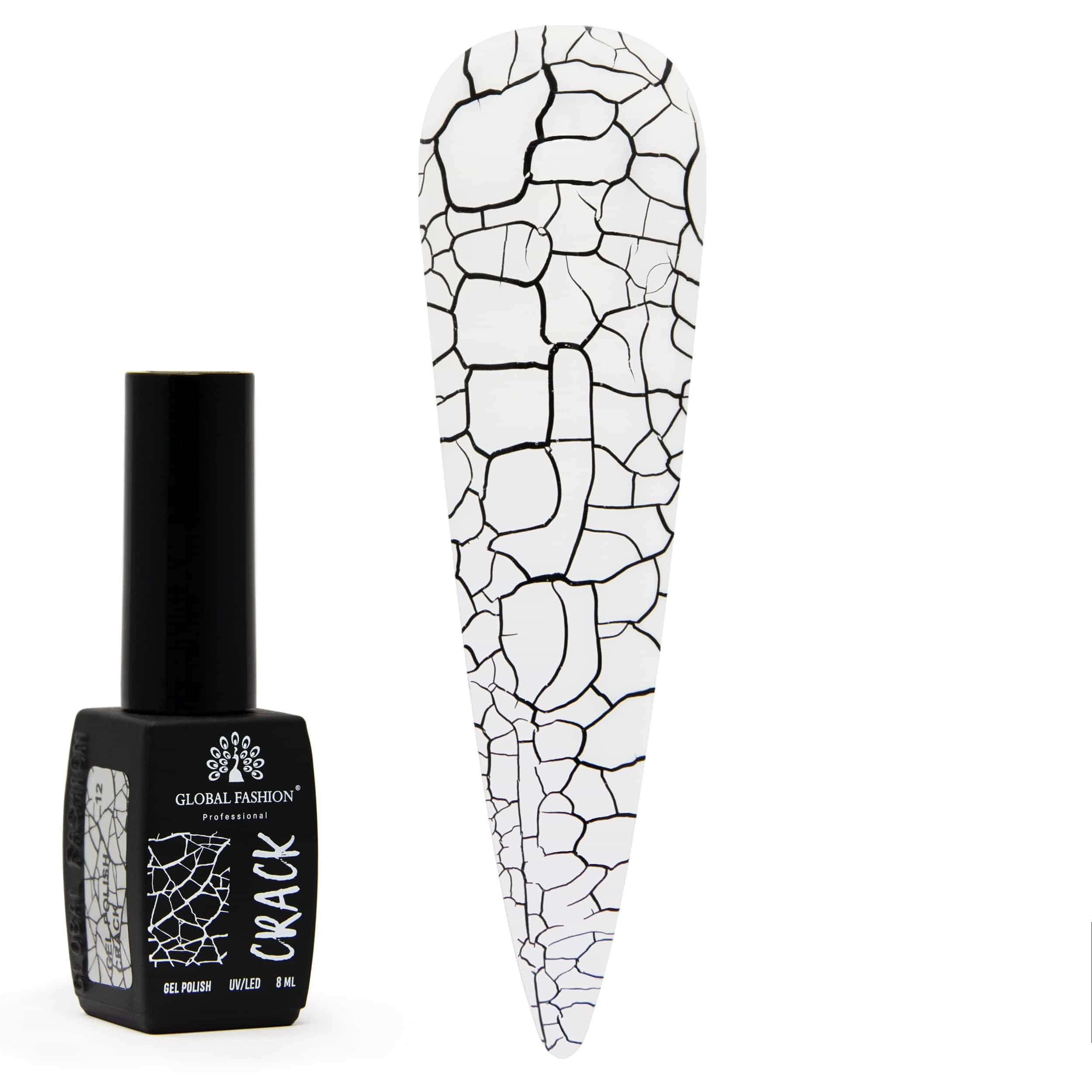 Crackle Gel Nail Polish -12 Colors 8ml, Long-Lasting UV/LED Soak Off Gel, Chip-Resistant, Glossy Finish, Cracked Effects,DIY Nail Art, Professional Salon Quality Manicure for Begin