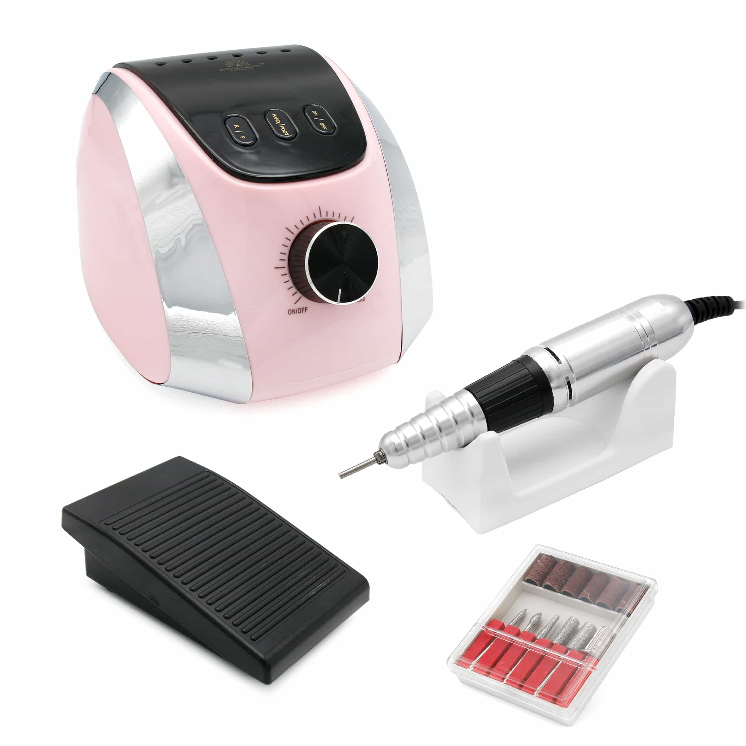 Global Fashion Electric Nail Drill Kit - 68W, 35,000 RPM, DIY Manicure & Pedicure, Acrylic & Gel Nails, High Speed, Low Noise, Lightweight, Forward/Reverse Rotation, For Home & Sal