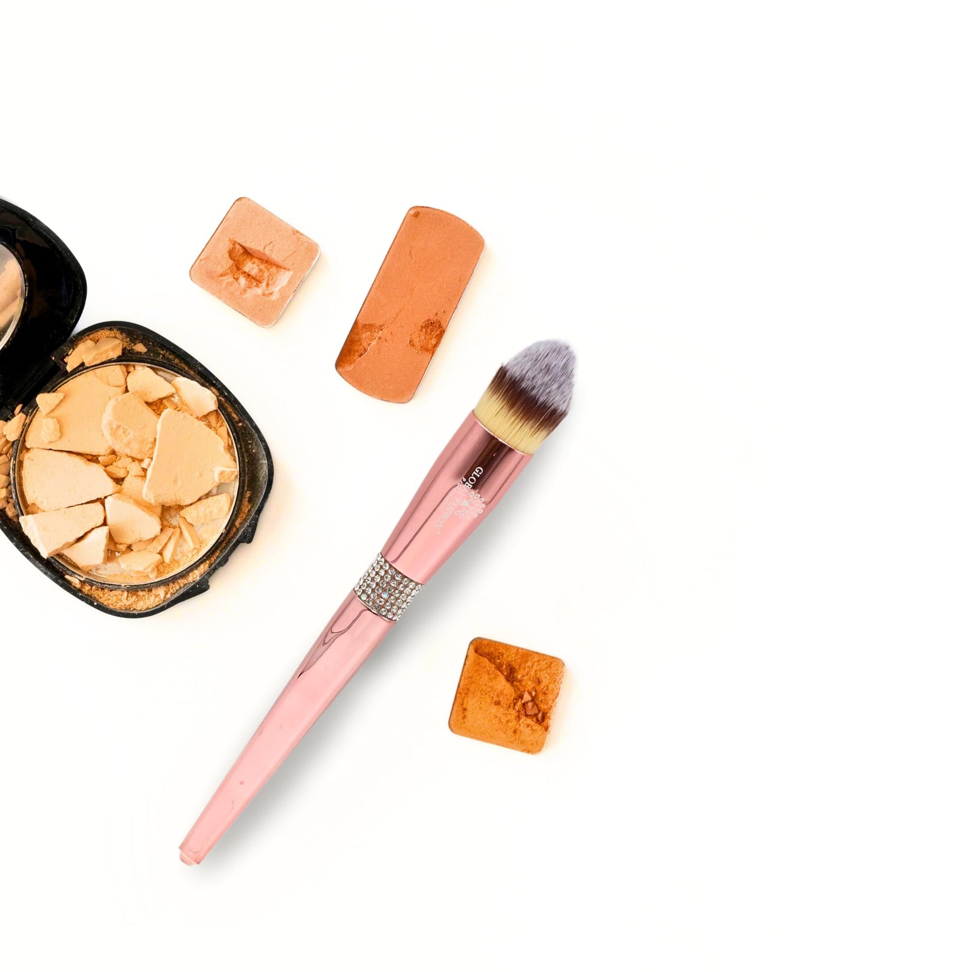 GLOBAL FASHION Professional Luxe Rose Gold Concealer & Contour Brush - Flawless Definition, Blending, Buffing - Ultra-Soft Vegan Bristles for Cream, Liquid, Powder Makeup - Quality