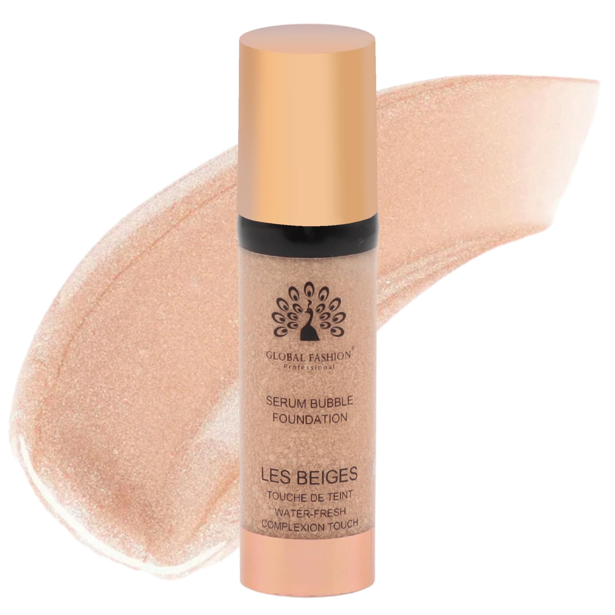 Global Fashion Serum Bubble Foundation 8 Shades - Water Fresh Bubble Serum with Weightless Buildable Coverage, Pore Blurring & All Day Hydrating Formula, Real Skin Finish (BF043)