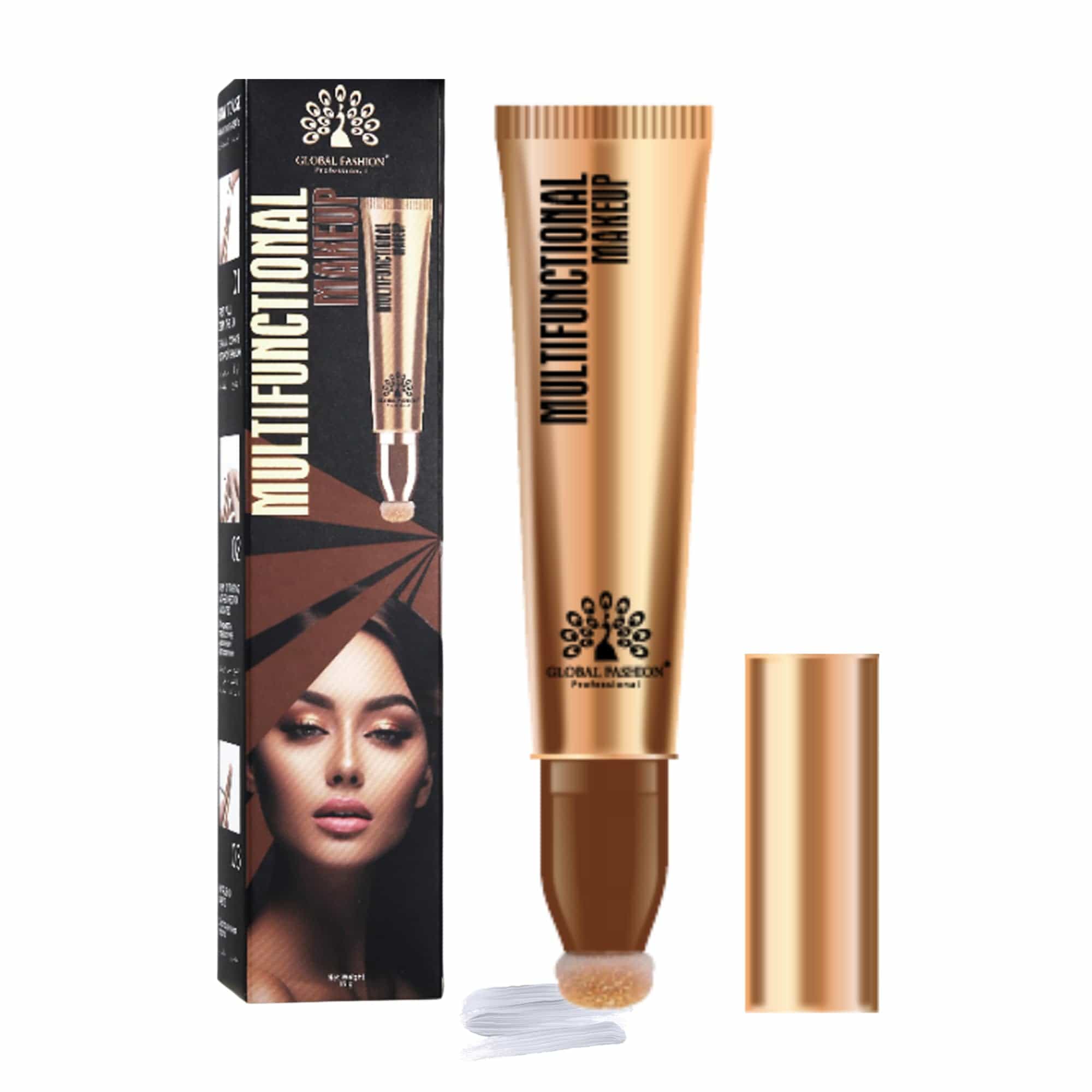 Global Fashion Makeup Stick – Contour, Blush & Highlighter Wand with Cushion Applicator, Infused with Hyaluronic Acid, Shea Butter & Glycerin - Long-Lasting, Vegan, Natural Finish