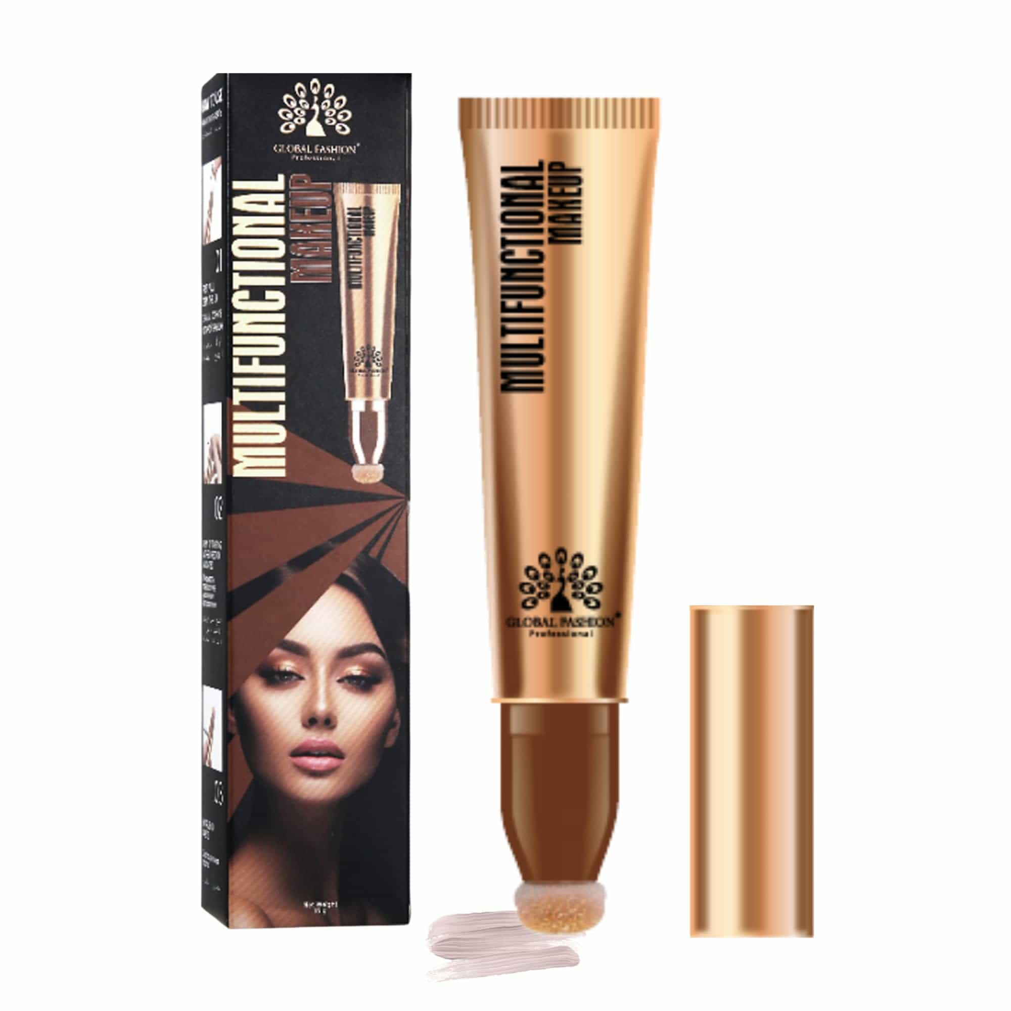 Global Fashion Makeup Stick – Contour, Blush & Highlighter Wand with Cushion Applicator, Infused with Hyaluronic Acid, Shea Butter & Glycerin - Long-Lasting, Vegan, Natural Finish