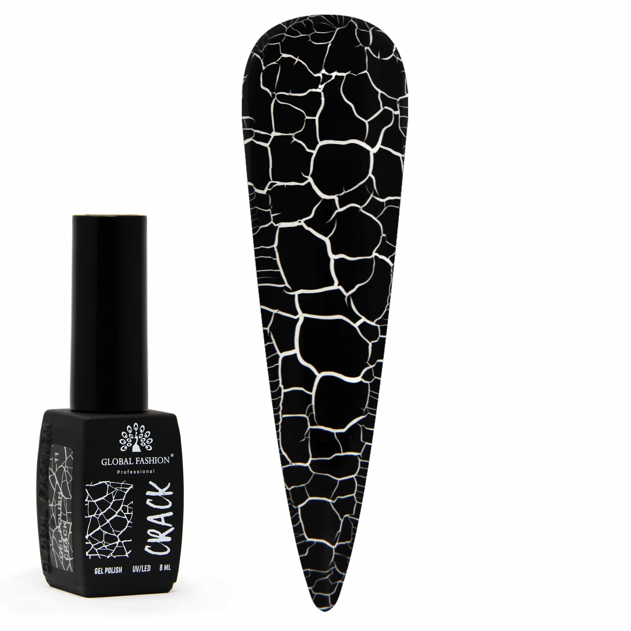 Crackle Gel Nail Polish -12 Colors 8ml, Long-Lasting UV/LED Soak Off Gel, Chip-Resistant, Glossy Finish, Cracked Effects,DIY Nail Art, Professional Salon Quality Manicure for Begin
