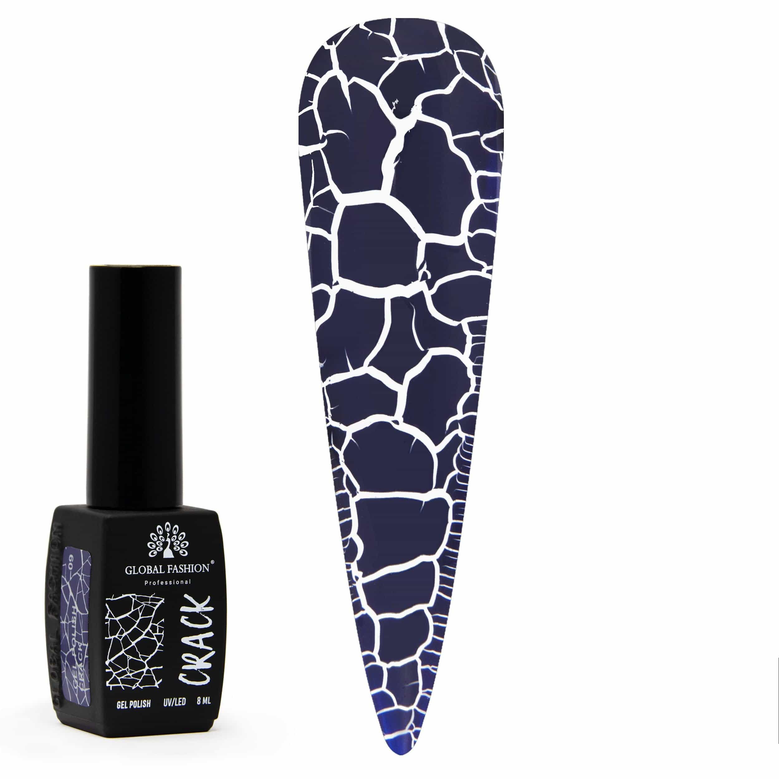 Crackle Gel Nail Polish -12 Colors 8ml, Long-Lasting UV/LED Soak Off Gel, Chip-Resistant, Glossy Finish, Cracked Effects,DIY Nail Art, Professional Salon Quality Manicure for Begin