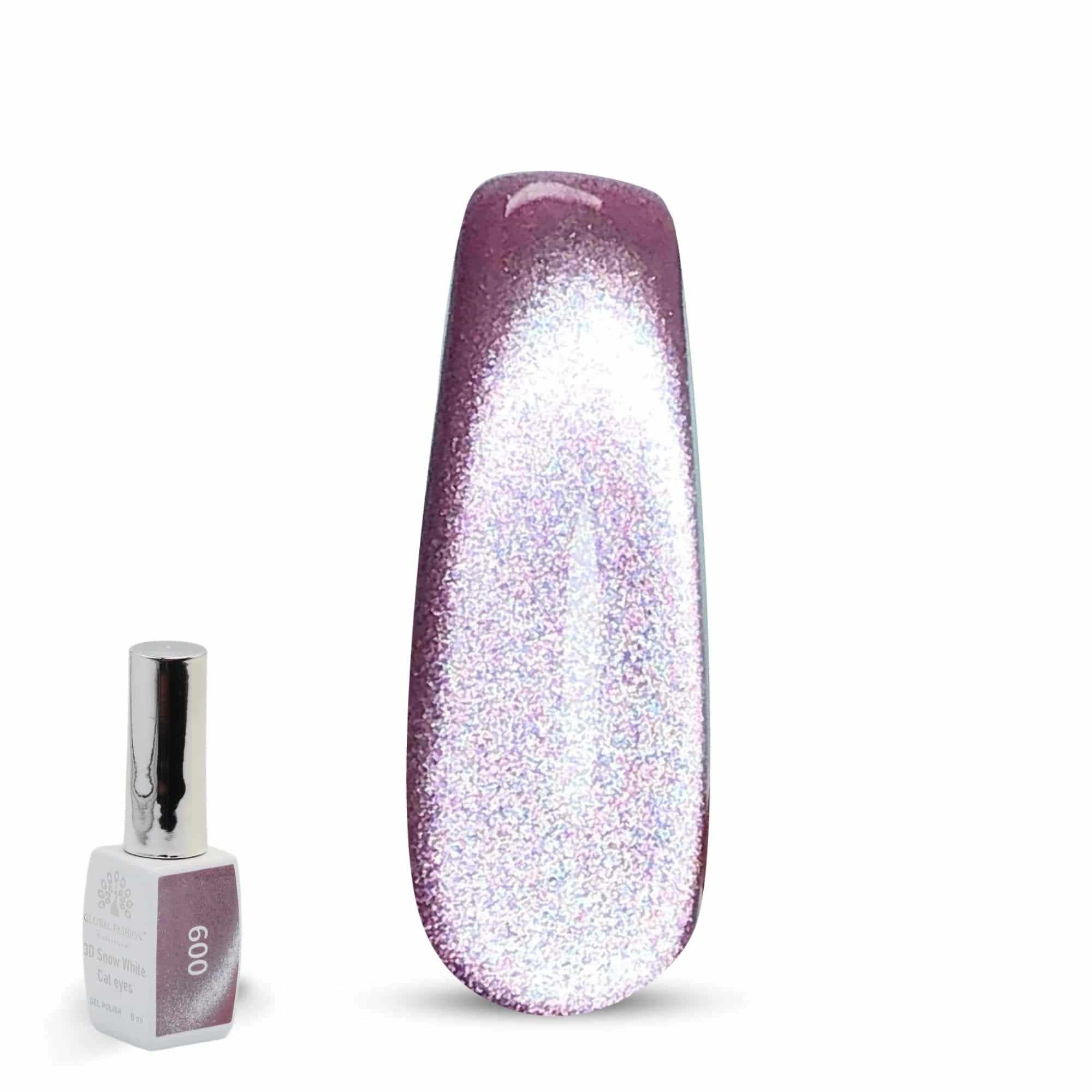 3D Snow White Cat Eye Gel Nail Polish 8ml – Long-Lasting Magnetic Gel, Holographic Shimmer, UV/LED Soak Off, Chip-Resistant, Vegan Cruelty-Free, DIY Nail Art, Salon Quality Manicur
