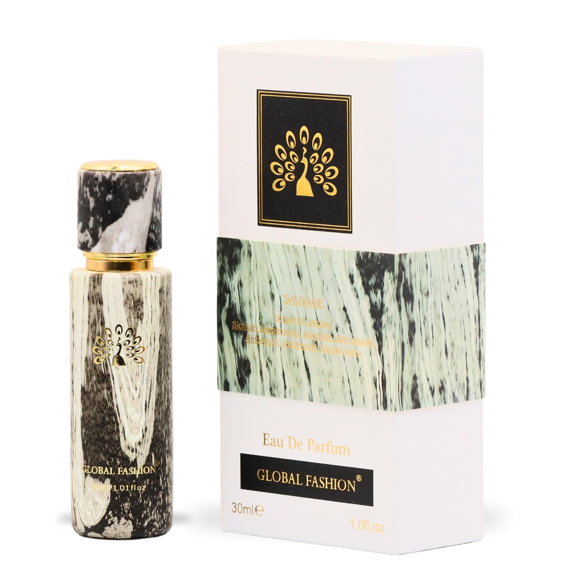 Global Fashion Sauvage Eau de Parfum Spray - Bold & Long-Lasting Fragrance for Men, with Bergamot, Sichuan Pepper, Lavender, and Cedarwood Notes, 30ml | Masculine Scent for Everyda — Scent -0614537741949