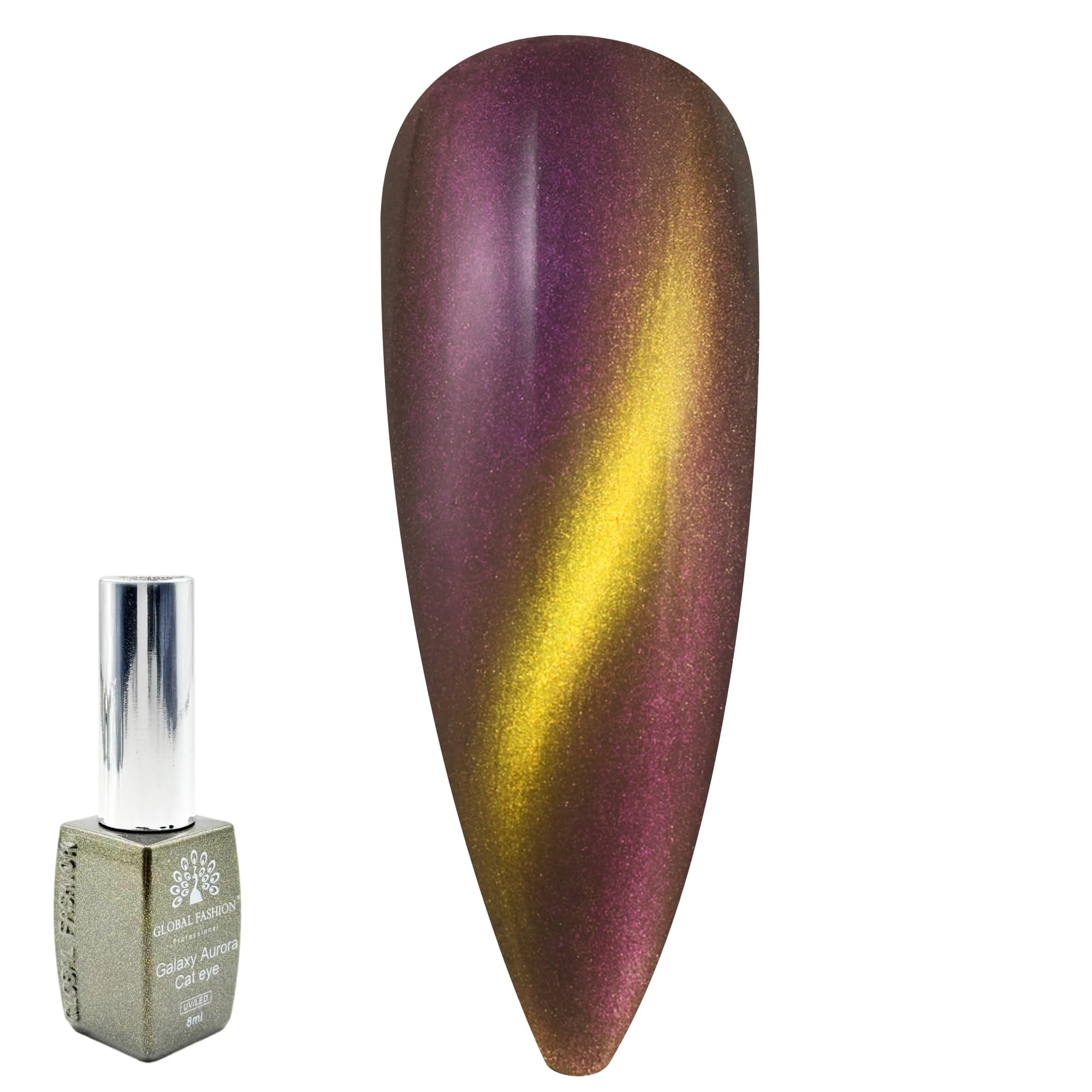 Galaxy Aurora Magnetic Cat Eye Gel Nail Polish UV/LED Gel 8ML — 9D Multitone Reflective Chameleon Effect, Soak Off Magnetic Gel with Magnet Stick for DIY & Salon Nails, Long-Lastin — Color 0614537759357