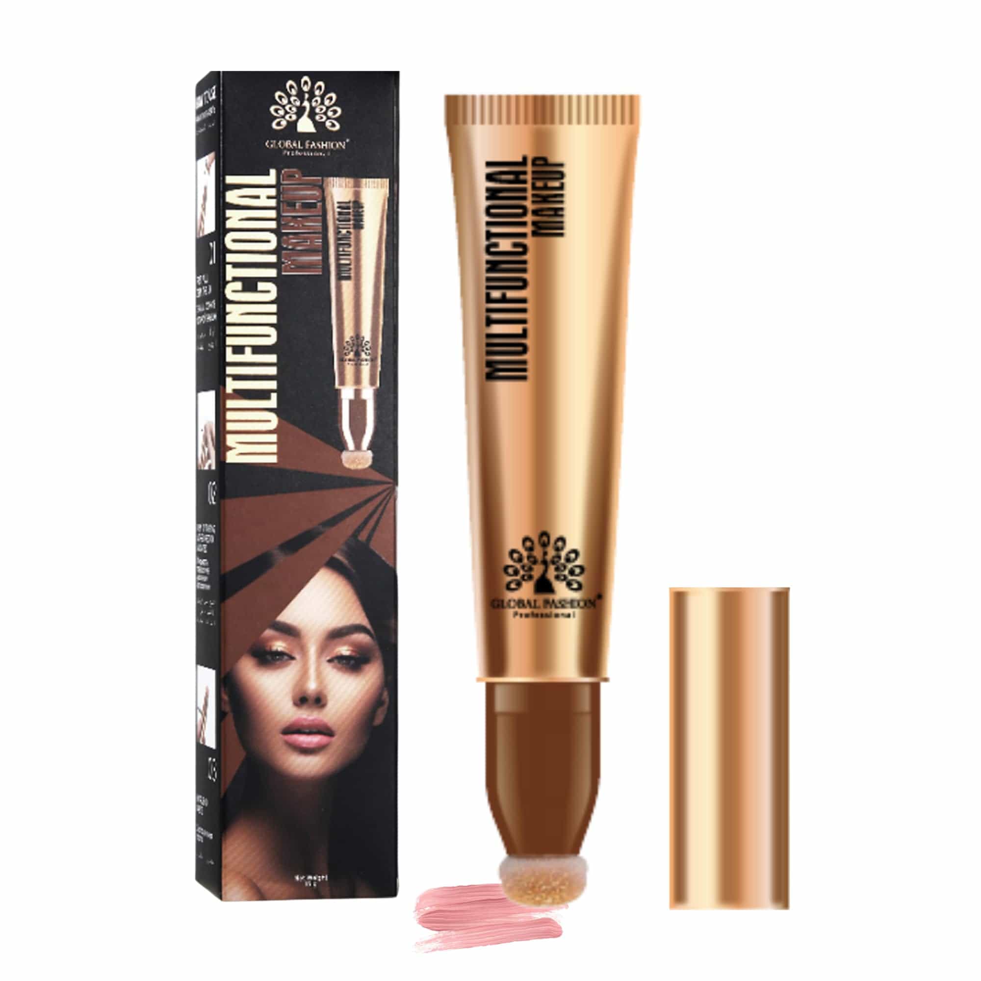 Global Fashion Makeup Stick – Contour, Blush & Highlighter Wand with Cushion Applicator, Infused with Hyaluronic Acid, Shea Butter & Glycerin - Long-Lasting, Vegan, Natural Finish