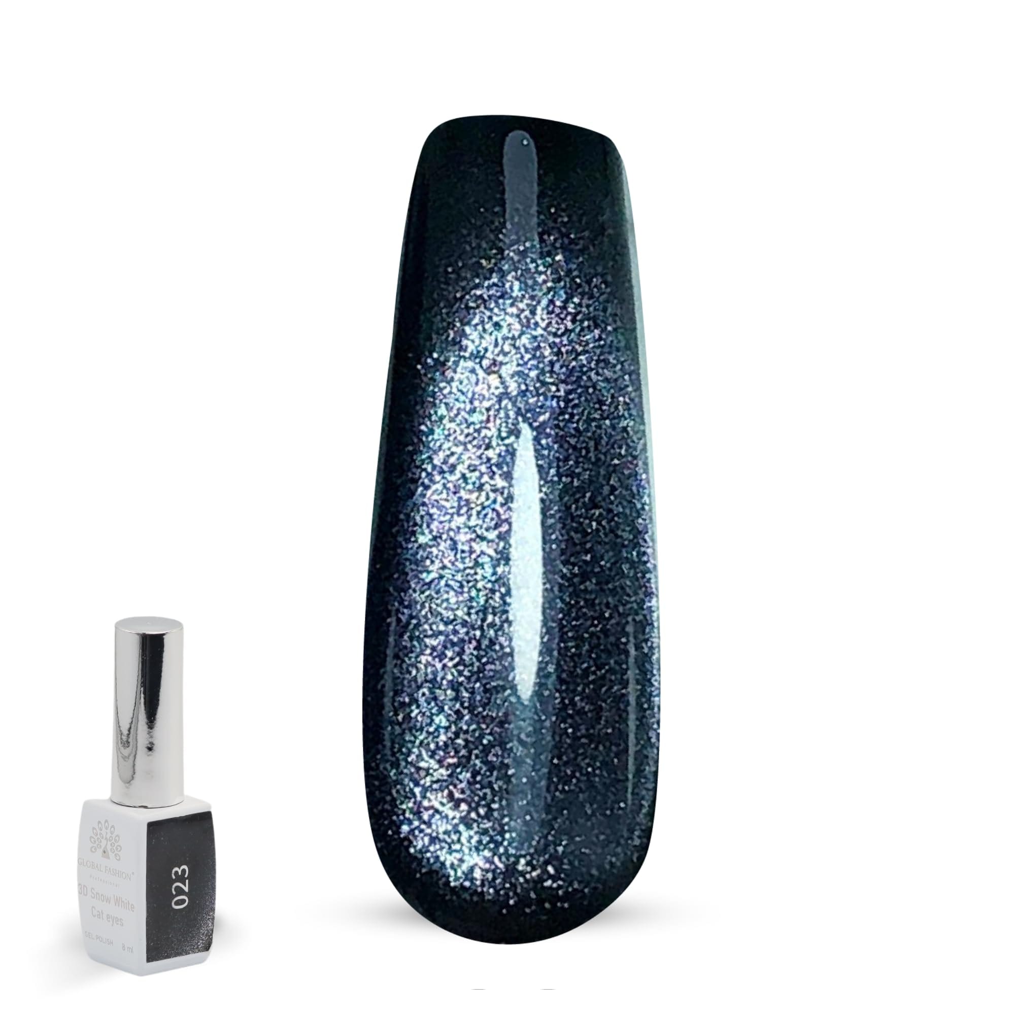 3D Snow White Cat Eye Gel Nail Polish 8ml – Long-Lasting Magnetic Gel, Holographic Shimmer, UV/LED Soak Off, Chip-Resistant, Vegan Cruelty-Free, DIY Nail Art, Salon Quality Manicur — Color 6145377445512