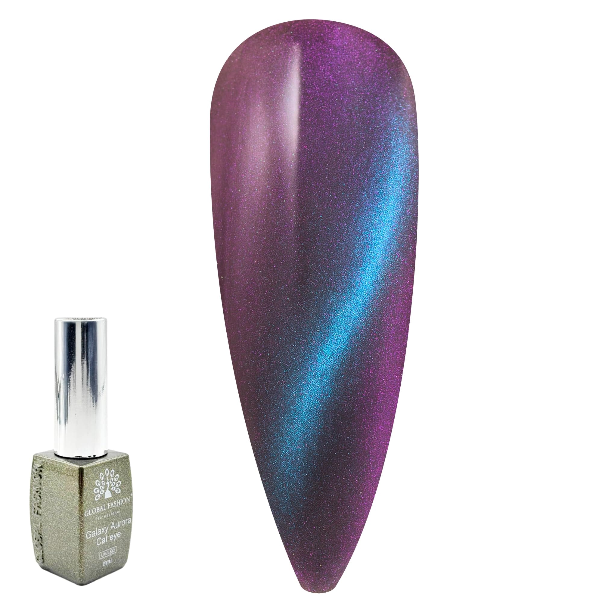 Galaxy Aurora Magnetic Cat Eye Gel Nail Polish UV/LED Gel 8ML — 9D Multitone Reflective Chameleon Effect, Soak Off Magnetic Gel with Magnet Stick for DIY & Salon Nails, Long-Lastin — Color 0614537759364