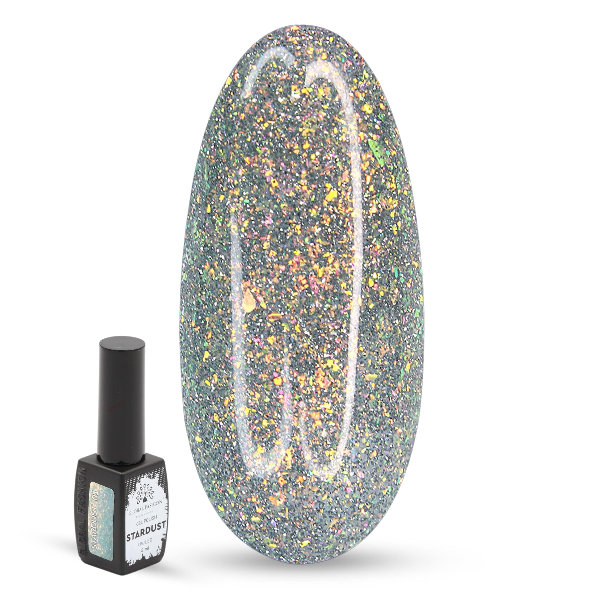 Stardust Gel Nail Polish – 8ml Holographic Glitter Color, Long-Lasting High-Gloss Soak Off UV/LED Gel, Professional Salon Quality & DIY Nail Art for Easy Manicure and Pedicure at H — Color 4673724655816