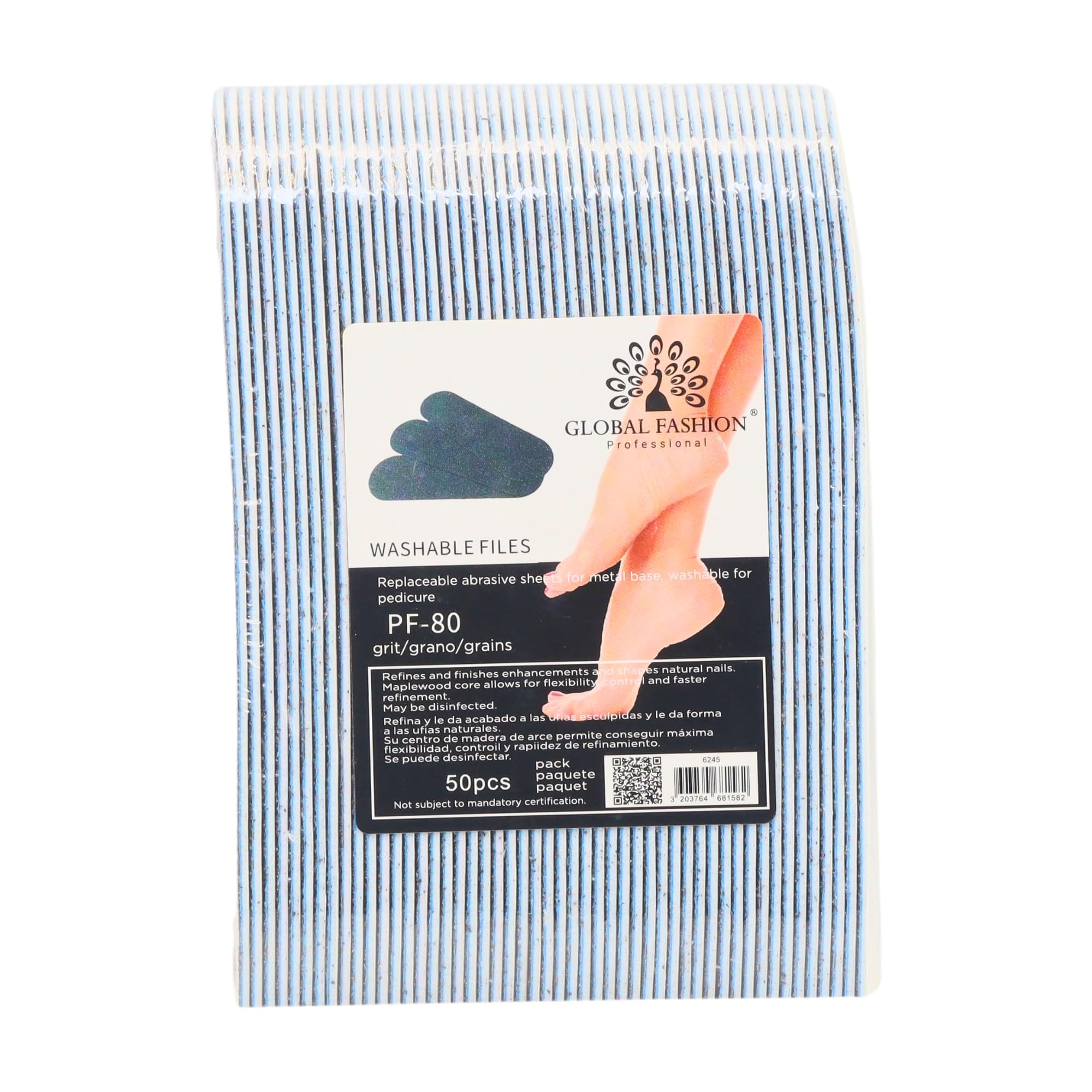 Foot File Replacement Pads - Pack of 50 Adhesive Abrasive Sheets for Pedicure Callus Remover, Water-Resistant, Strong Adhesion, Universal Fit Foot Razor Sandpaper - Home & Salon Fo — Size 0744963297052