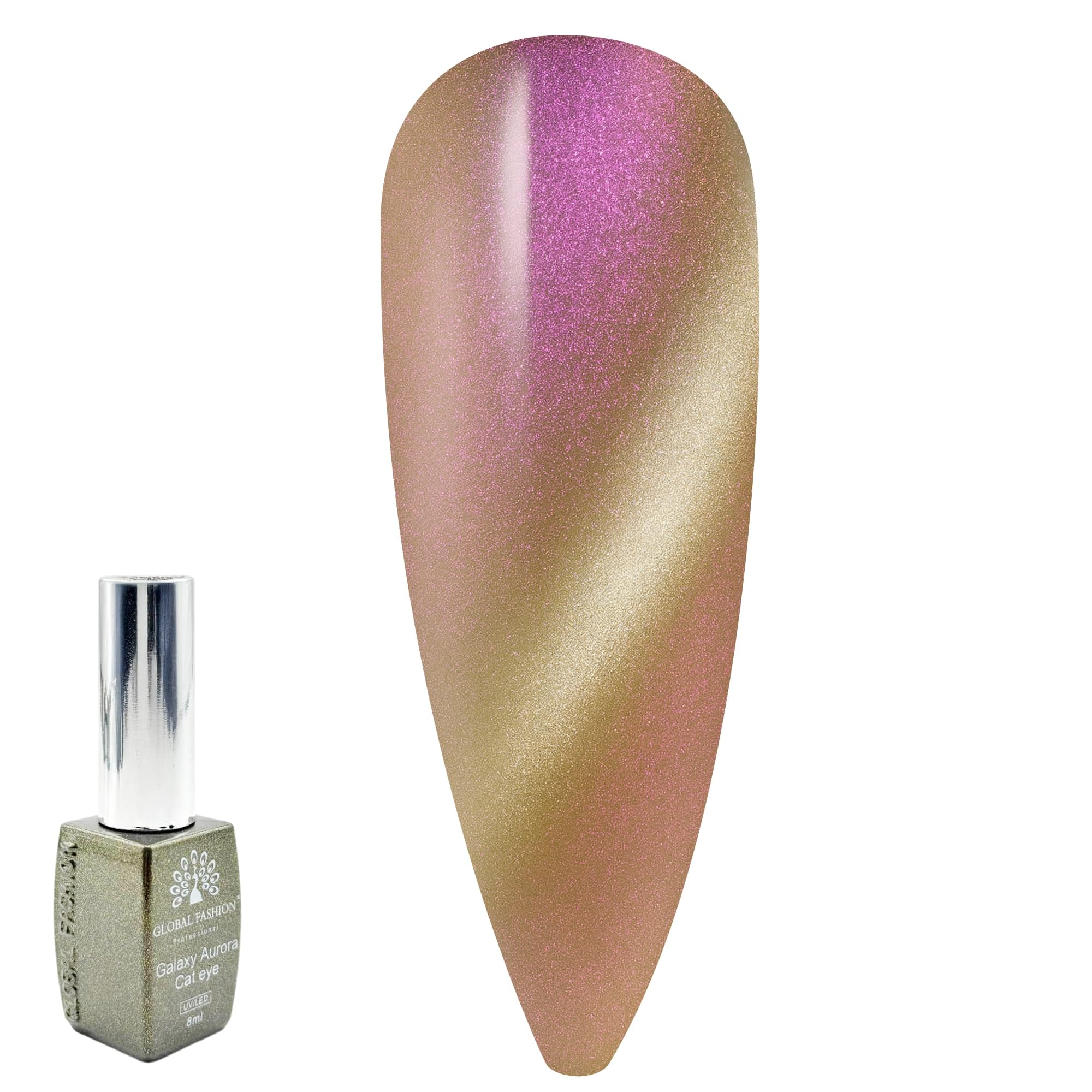 Galaxy Aurora Magnetic Cat Eye Gel Nail Polish UV/LED Gel 8ML — 9D Multitone Reflective Chameleon Effect, Soak Off Magnetic Gel with Magnet Stick for DIY & Salon Nails, Long-Lastin — Color 0614537759432