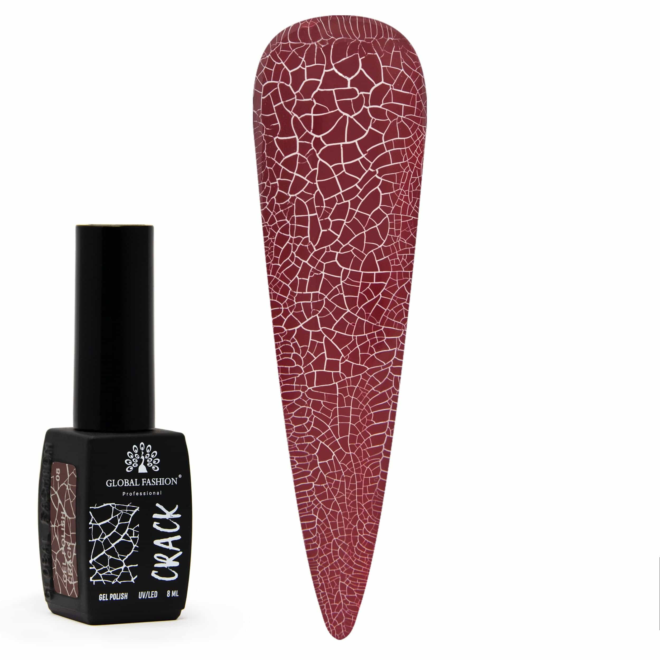 Crackle Gel Nail Polish -12 Colors 8ml, Long-Lasting UV/LED Soak Off Gel, Chip-Resistant, Glossy Finish, Cracked Effects,DIY Nail Art, Professional Salon Quality Manicure for Begin
