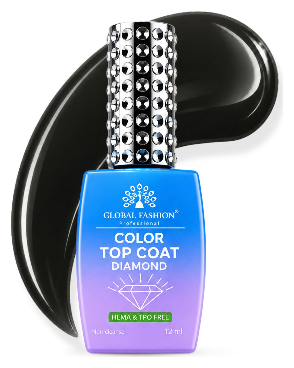 Color Top Coat Diamond 12ml – HEMA & TPO Free No Wipe Gel Top