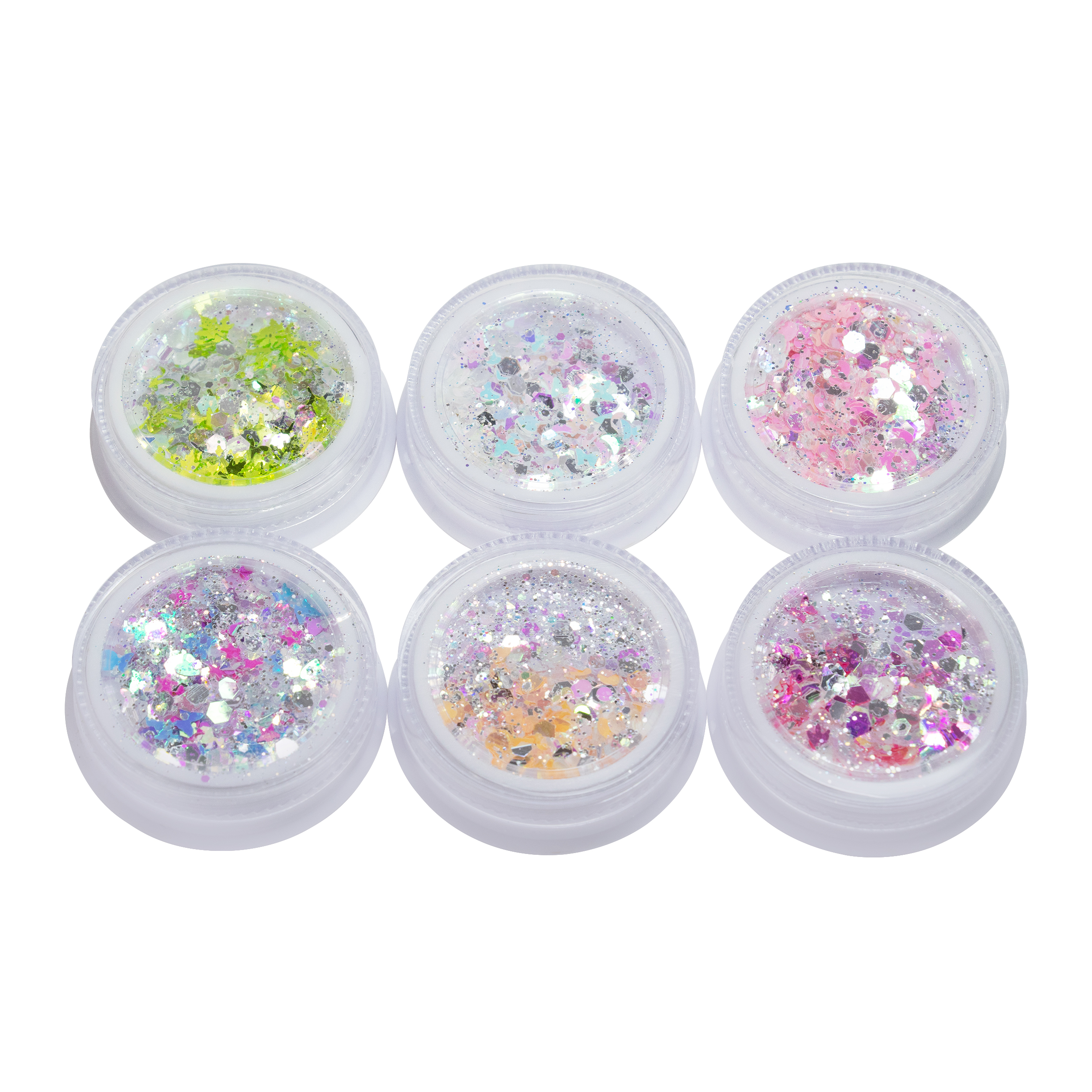 Decor CONFETTI BRILLIANT for nail design, Global Fashion set No. 07, 6 pcs.