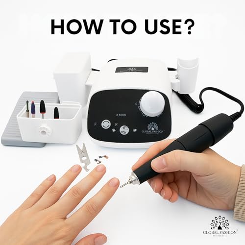 Global Fashion GF-121 Professional Electric Nail Drill – 50K RPM 80W E-File
